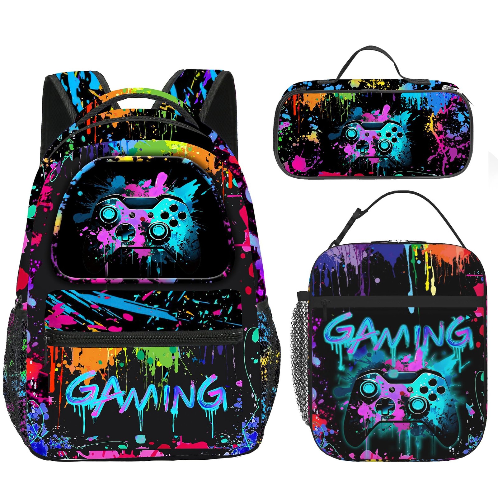 School Backpack Large Capacity 11.4×7.8×15.7in with Lunch Bag & Pencil Case