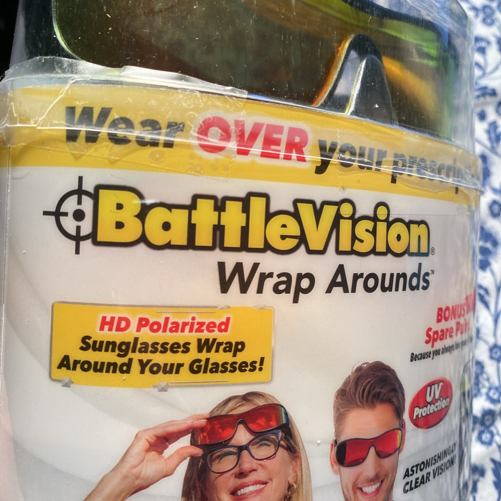 BattleVision Sunglasses Blue Block Wrap Arounds Polarized -2 Pairs UV Protection
