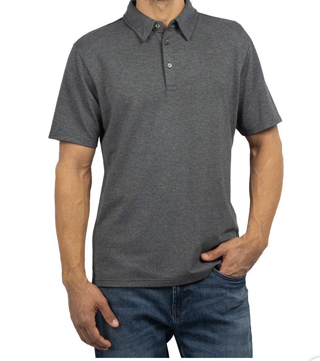 JACHS Men’s Performance Stretch Knit Polo Shirt -M/L/XL, Gray