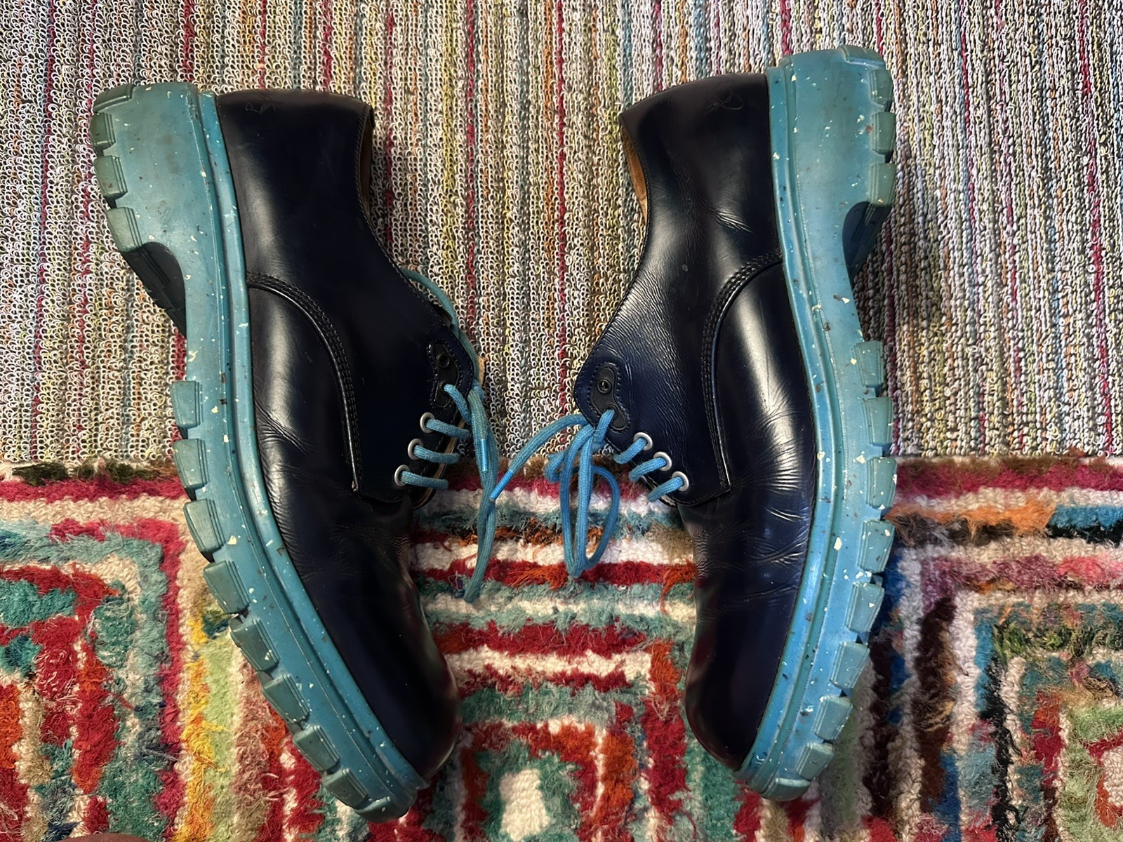 Fluevog EXCELLENT Official Tuesday Classic everyday blue/turquoise derby -12