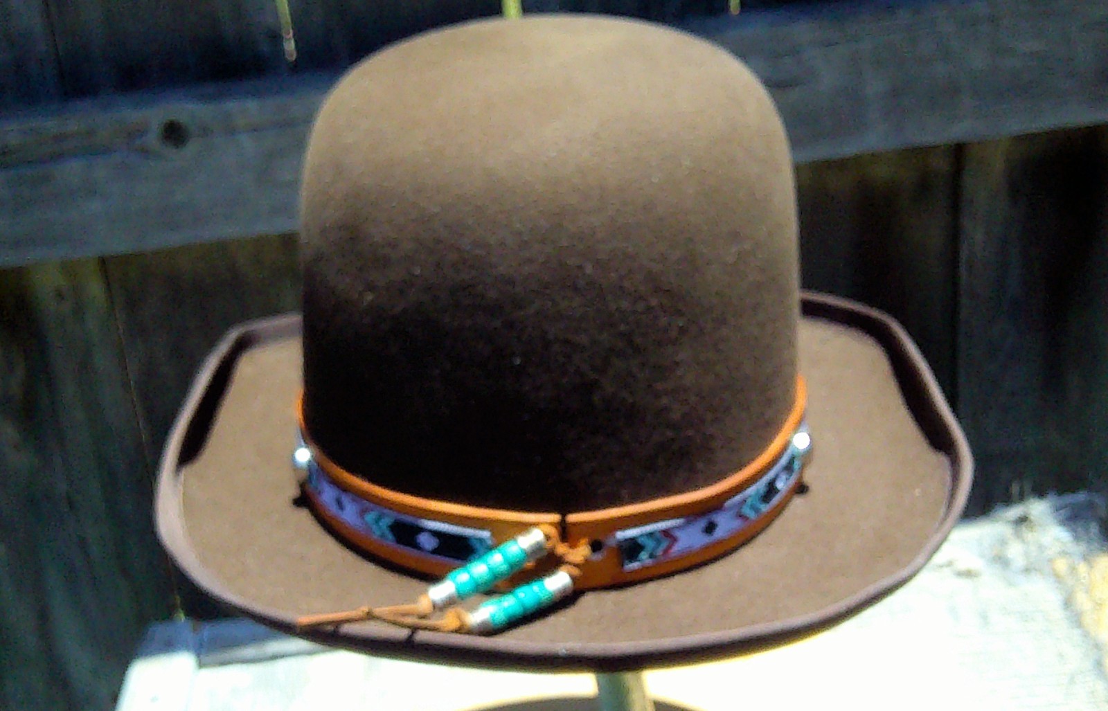 Derby, Bowler, Cowboy,Native,Stetsonian hat 7 1/2, Brown Felt, new