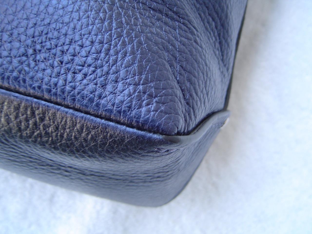 AUTHENTIC COACH METALLIC BLUE PEBBLE LEATHER MINI ABBY DUFFEL BAG #87691