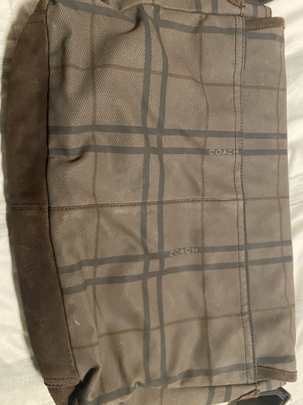Coach Bag Camden Plaid Canvas Leather Trim Messenger Crossbody Dark Academia