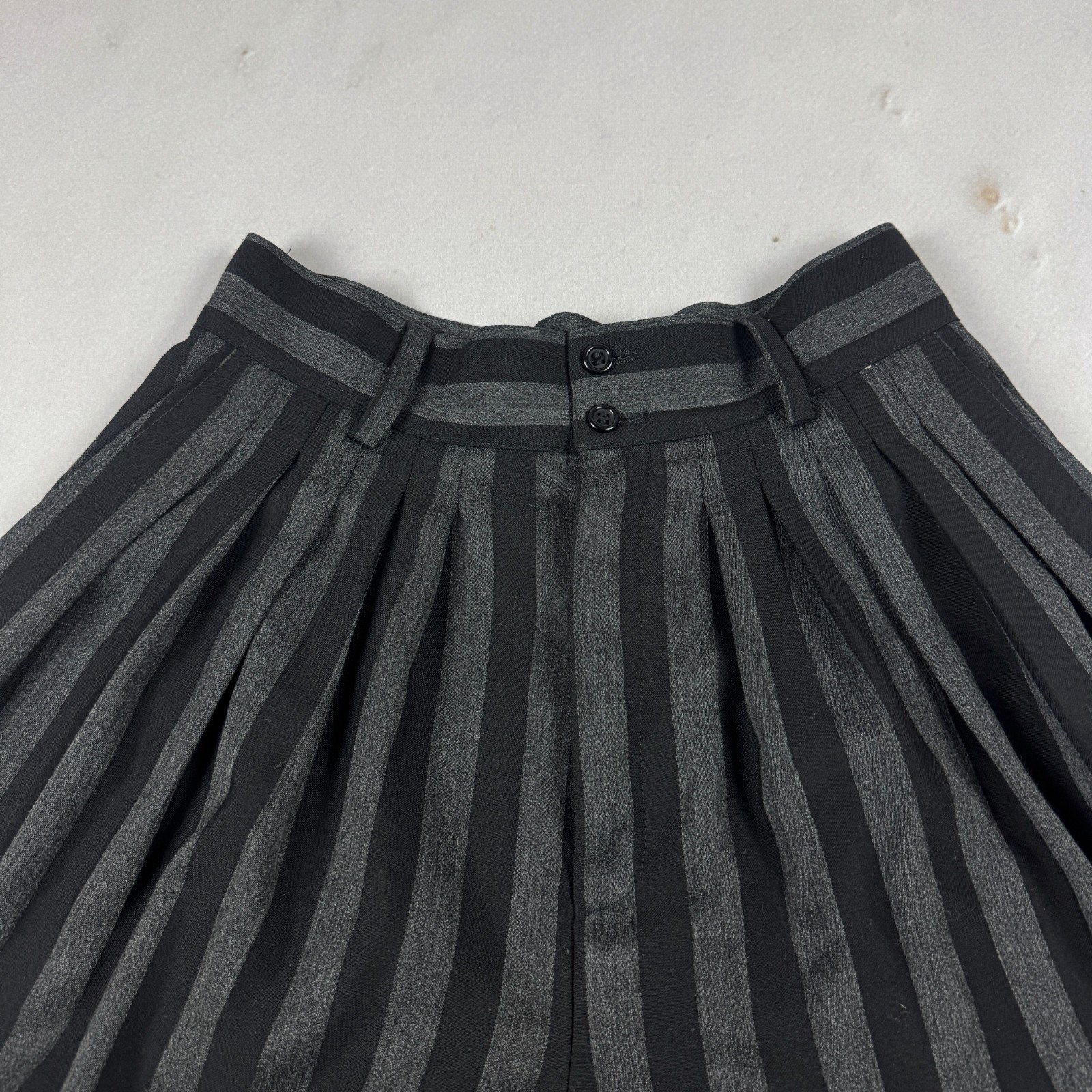 Vintage Black Gray Striped Balloon Trousers Baggy Avant Garde Pants