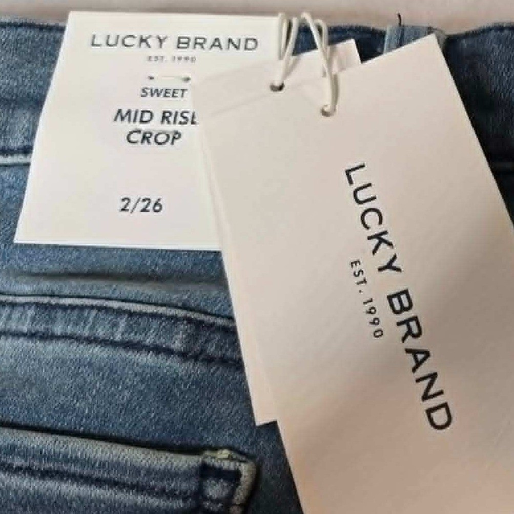 Lucky Brand Sweet Mid Rise Crop Jeans Medium Wash Raw Hem 7W15674 Size 2/26 NEW