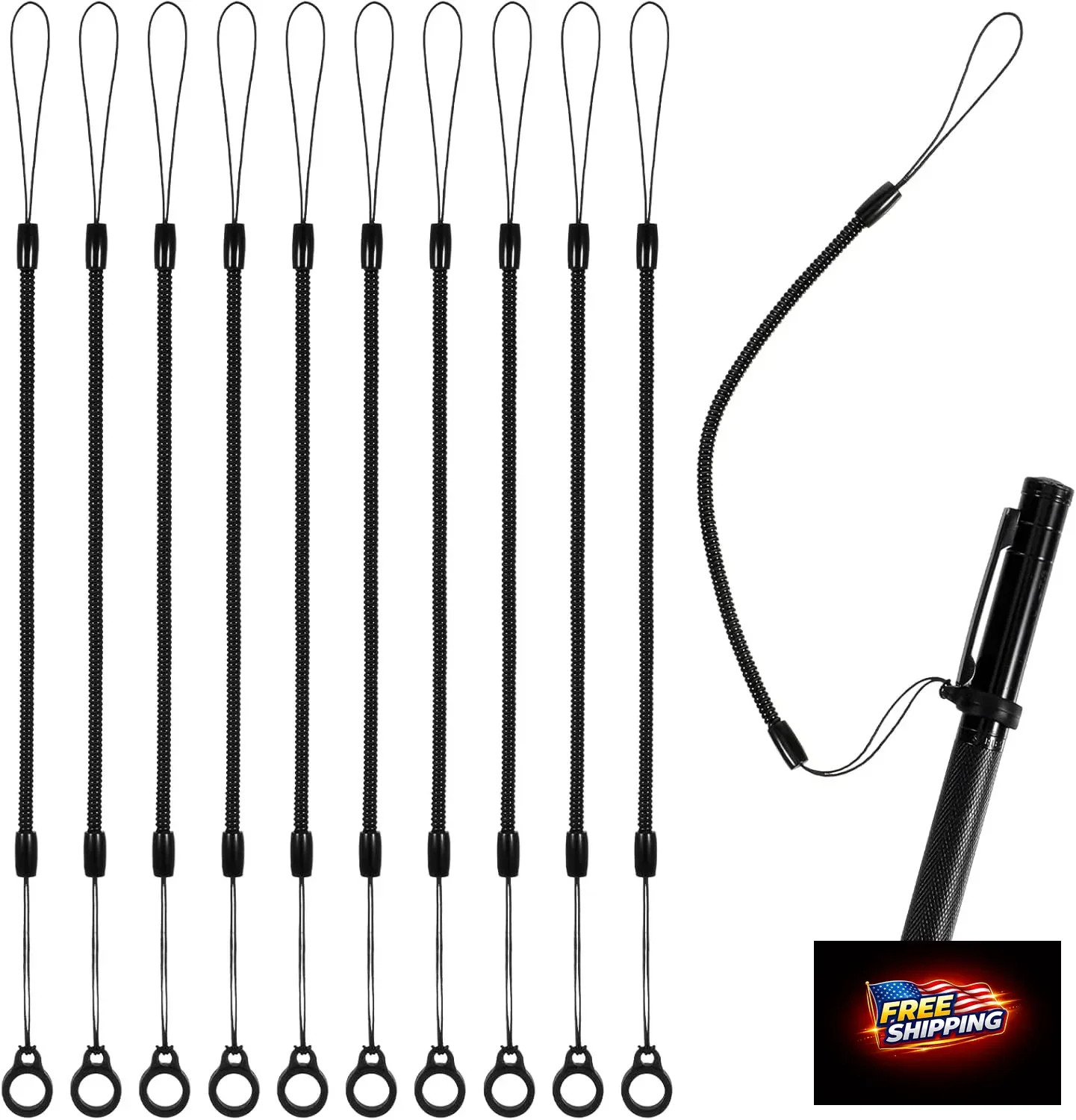 10 Pcs Elastic Lanyard Tether, Retractable Pen Holder Leash with Chain, Plastic