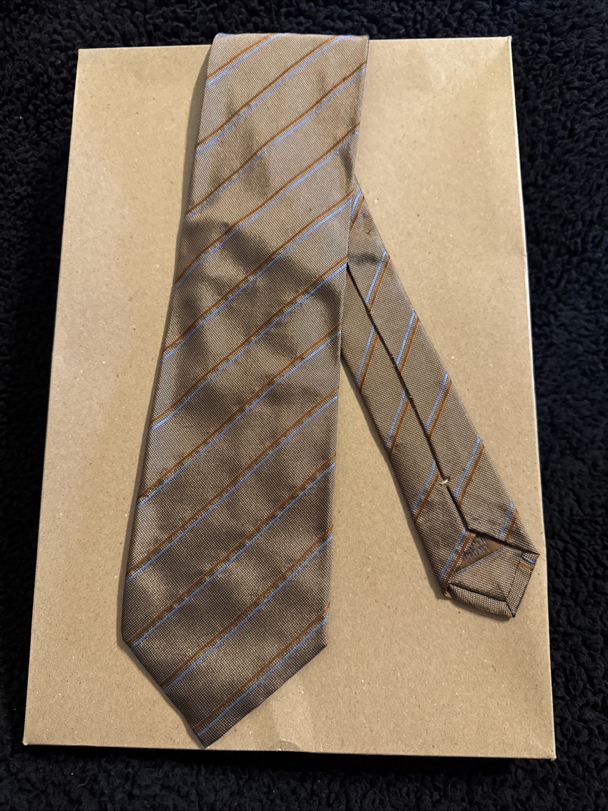 Brioni Tie Vintage Silk Red Gold Striped Never Worn 3 3/4” Wide. Frml 1