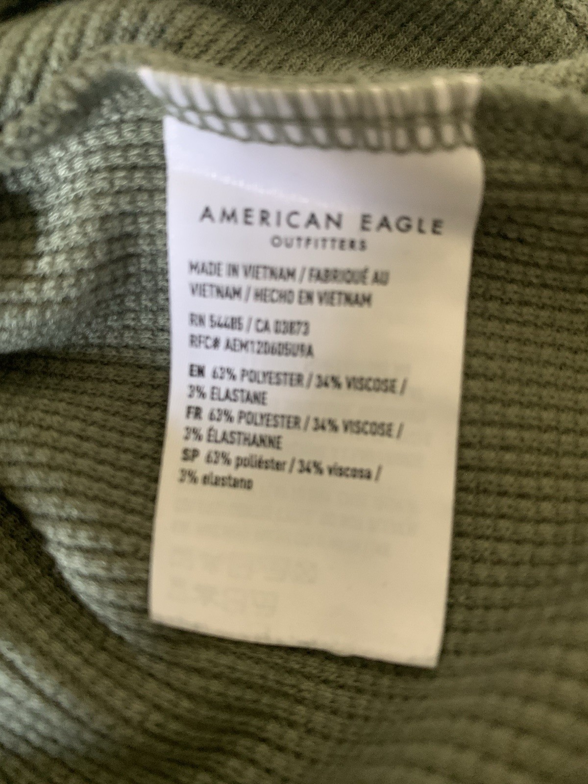 American Eagle XS Green Long Sleeve Henley Shirt WC231