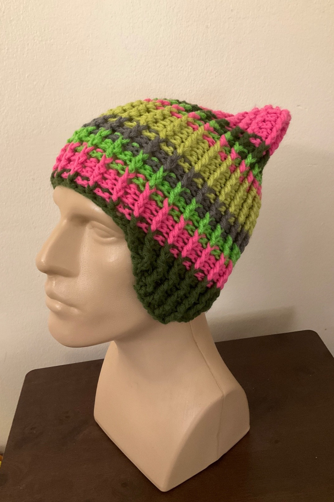 Crochet Beanie Hat Handmade crochet cat hat Unisex Multicolor one size