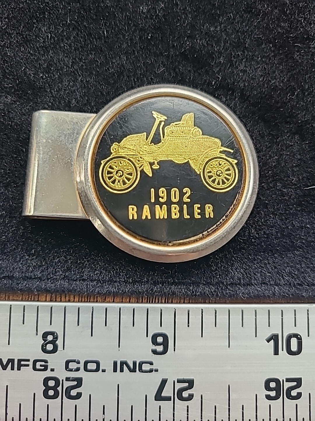 Vintage 1902 Rambler Car Money Clip Gold Tone Stainless Steel Antique Auto Clasp