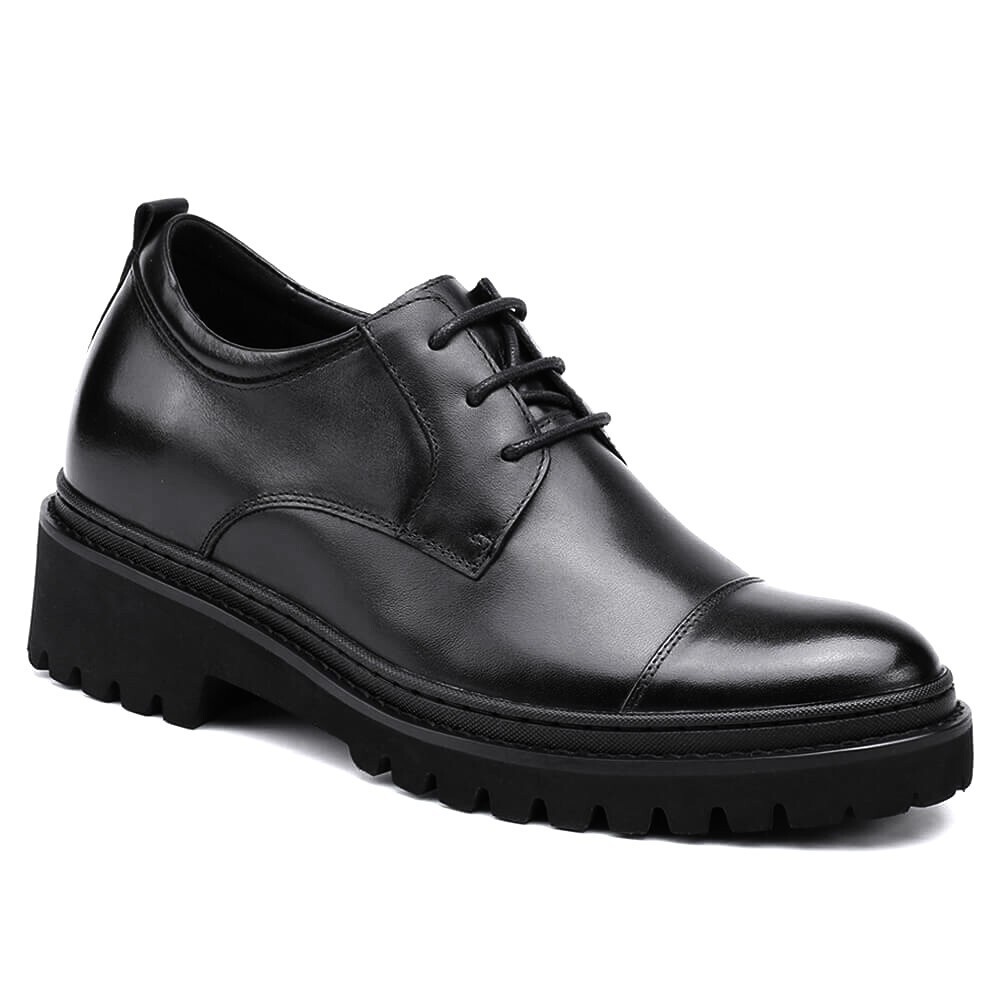 US8 CHAMARIPA 9cm/3.54inch Elevator Shoes Men Height Increase Black oxford