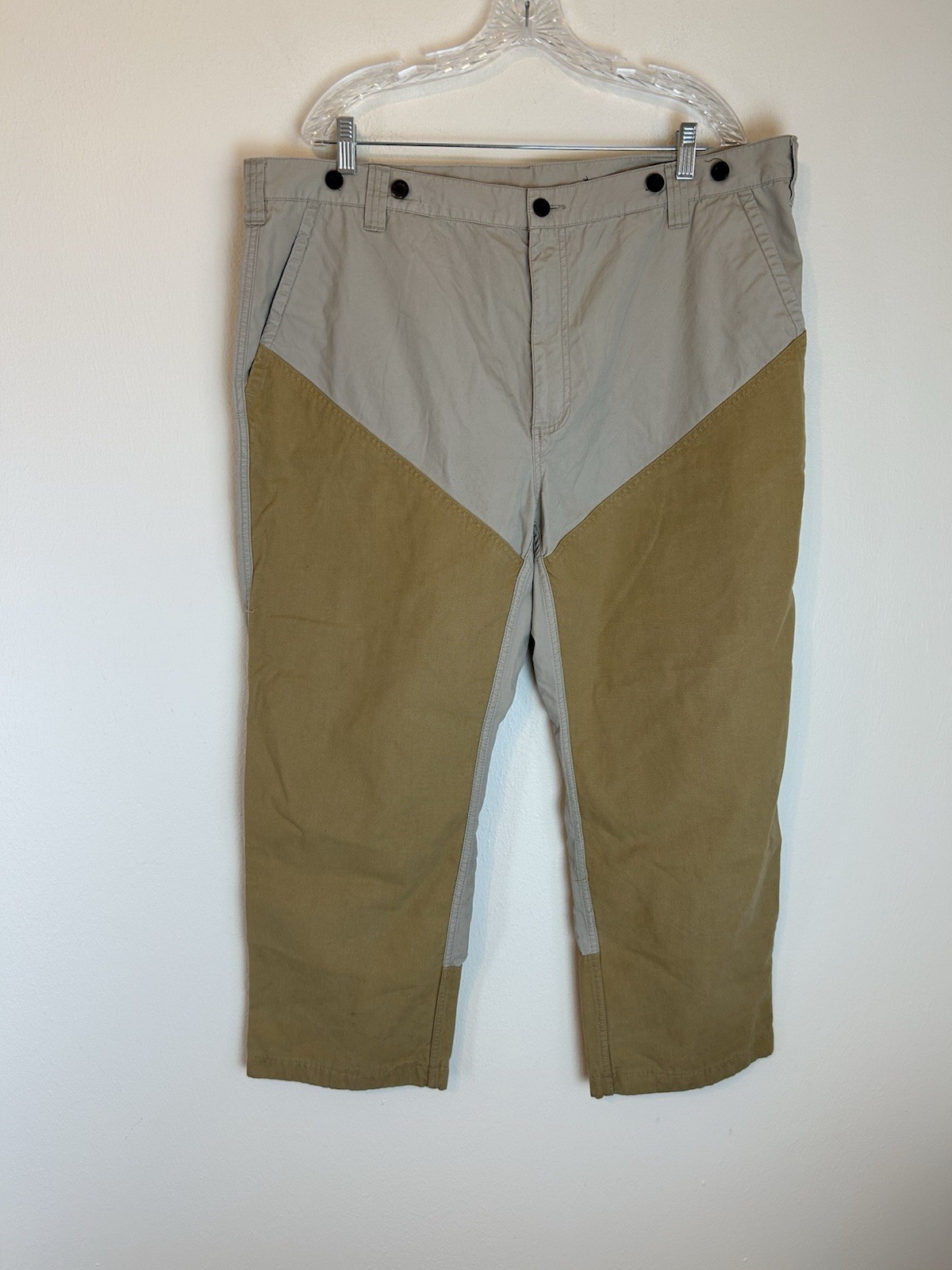 Orvis Pro Pants Men 42X29 Beige Cordura Brush Reinforced Double Knee Hunting