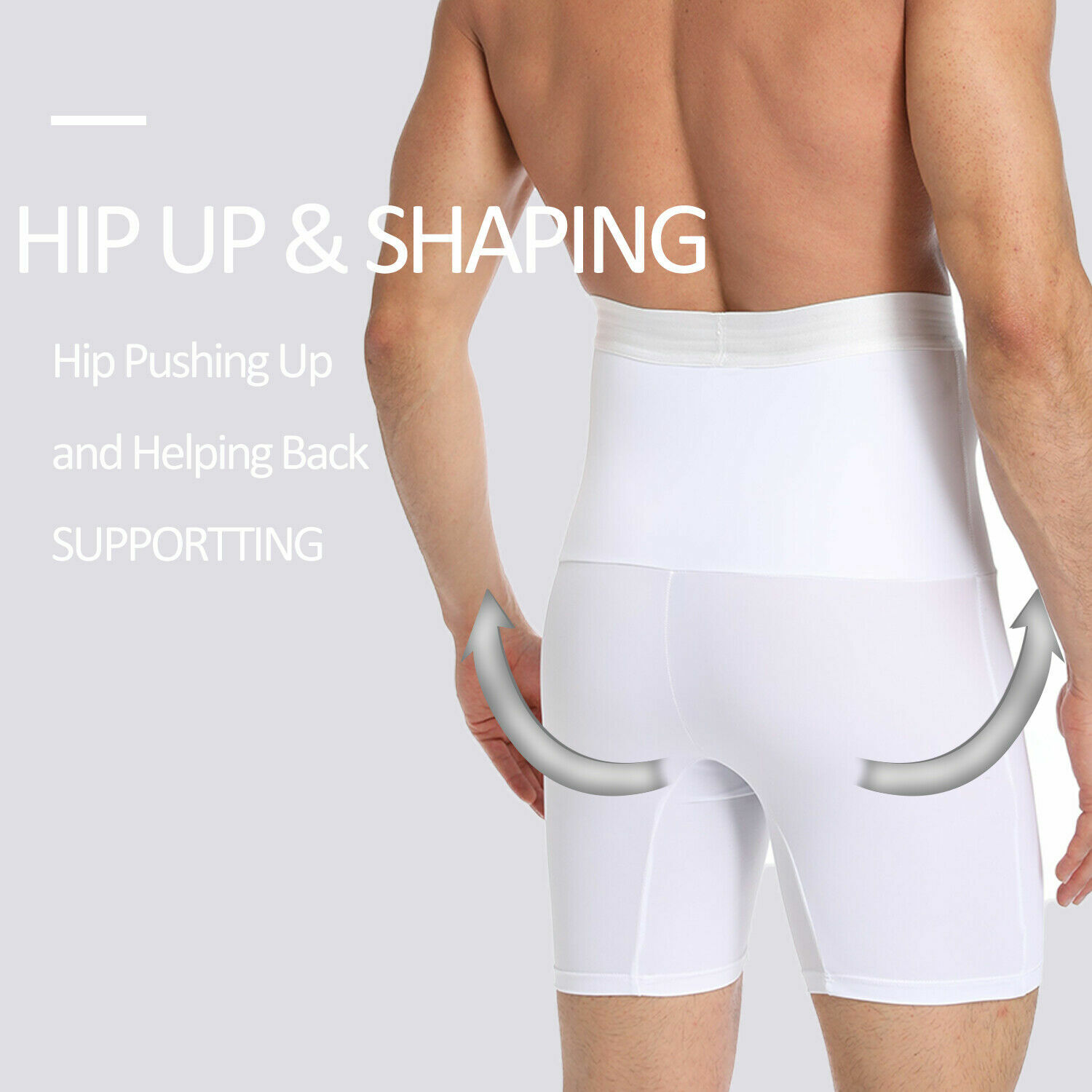 Men’s Compression Leggings Pants High Waist Shorts Shaping Thigh Butt Underpants