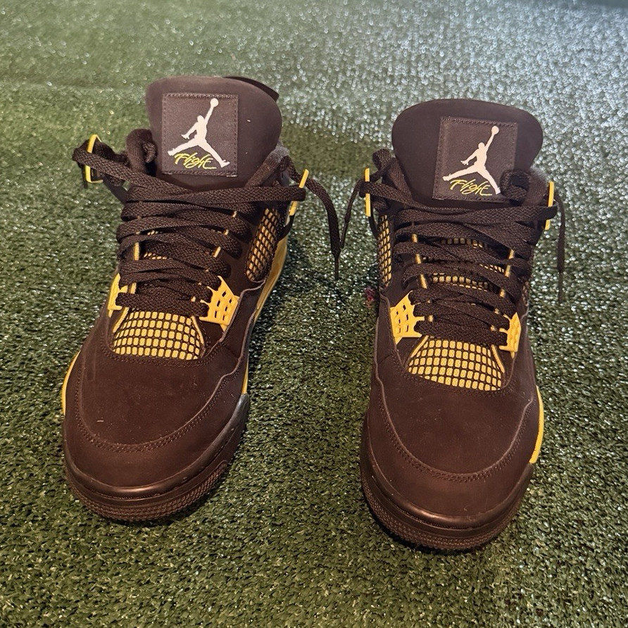 Jordan Air Jordan 4 Black/Yellow Colorblock Mid Top Lace-Up Men’s Sneaker