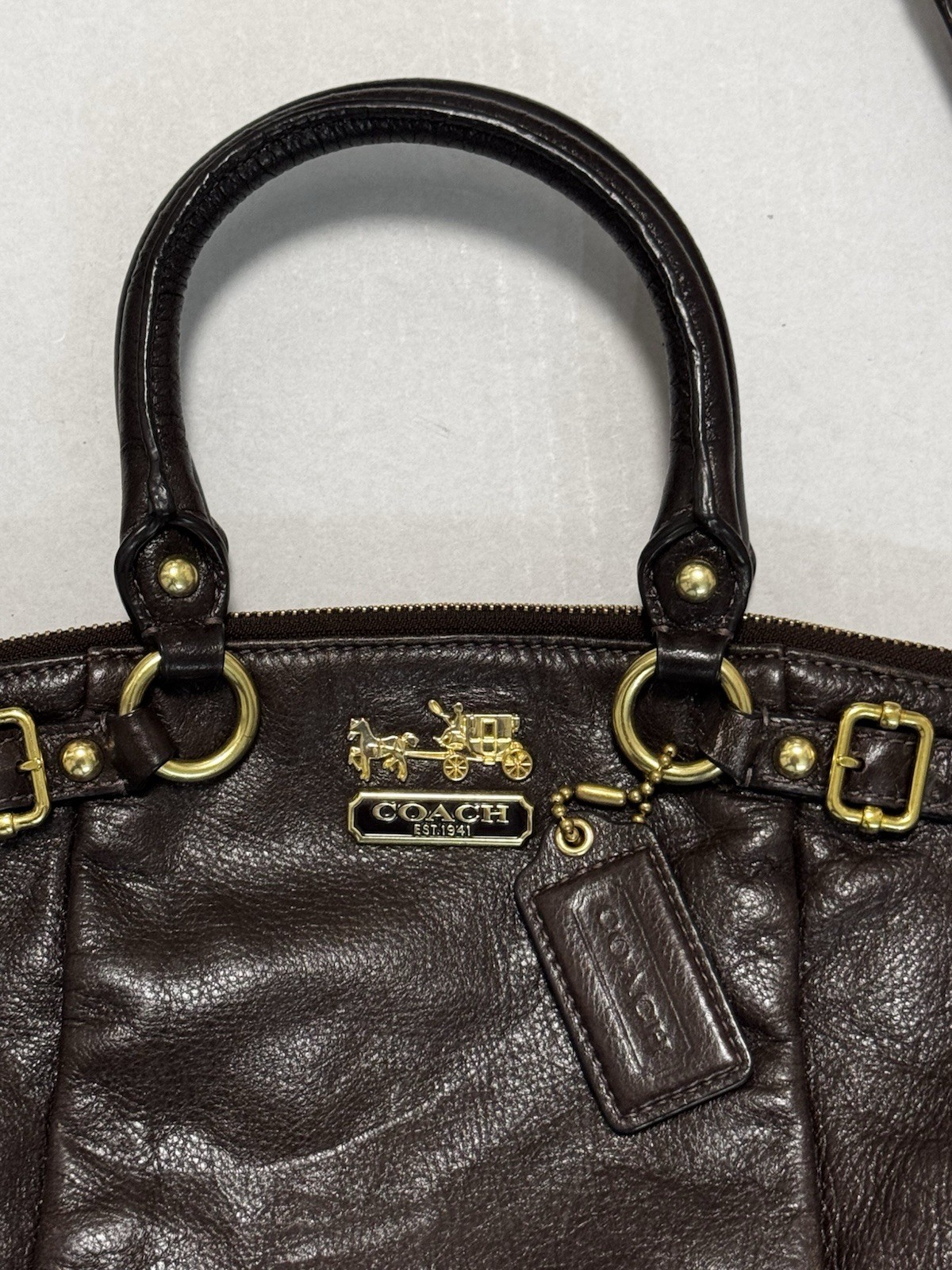 Coach Madison Sophia McGee 18609 Shoulder Bag Handbag Brown Leather Authentic