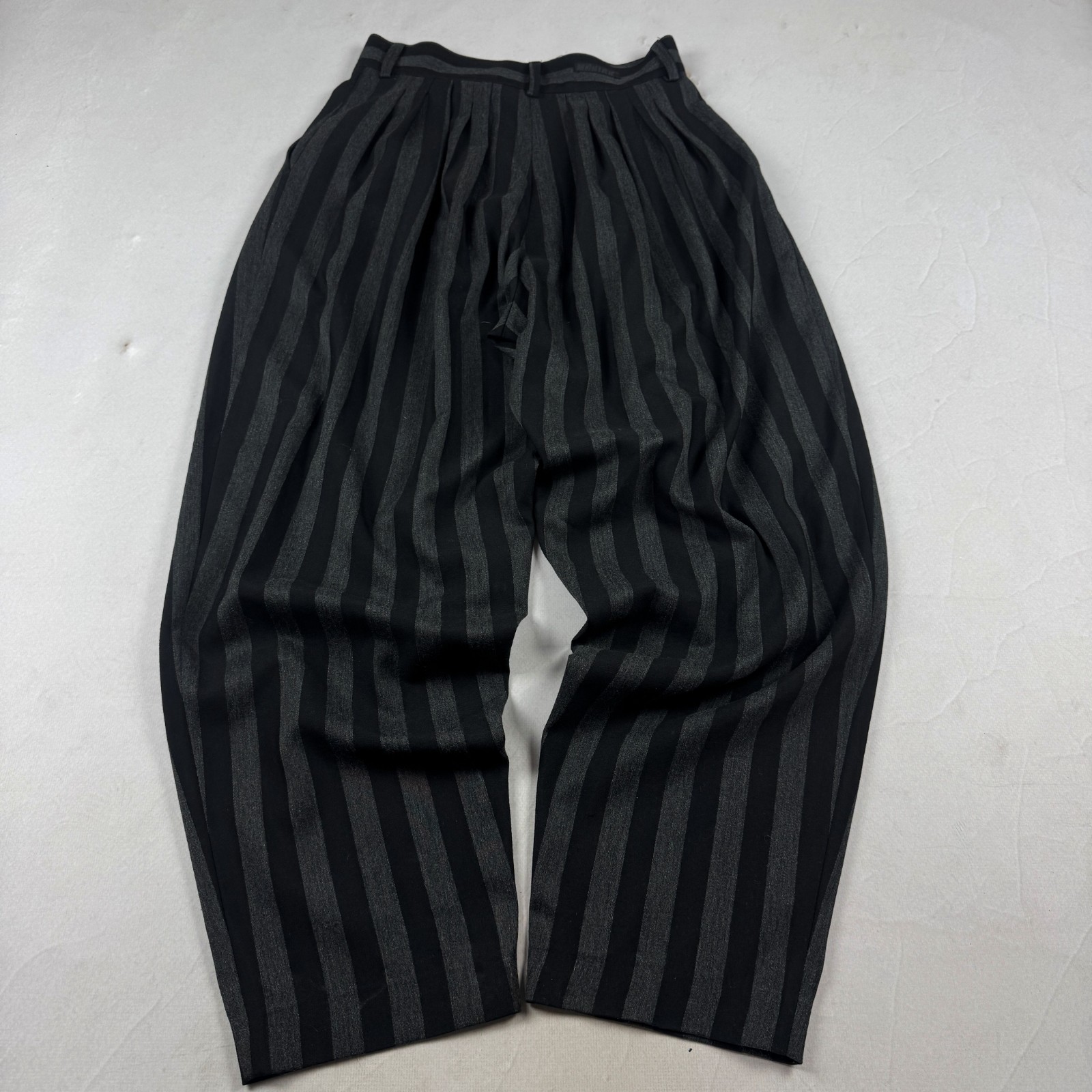 Vintage Black Gray Striped Balloon Trousers Baggy Avant Garde Pants