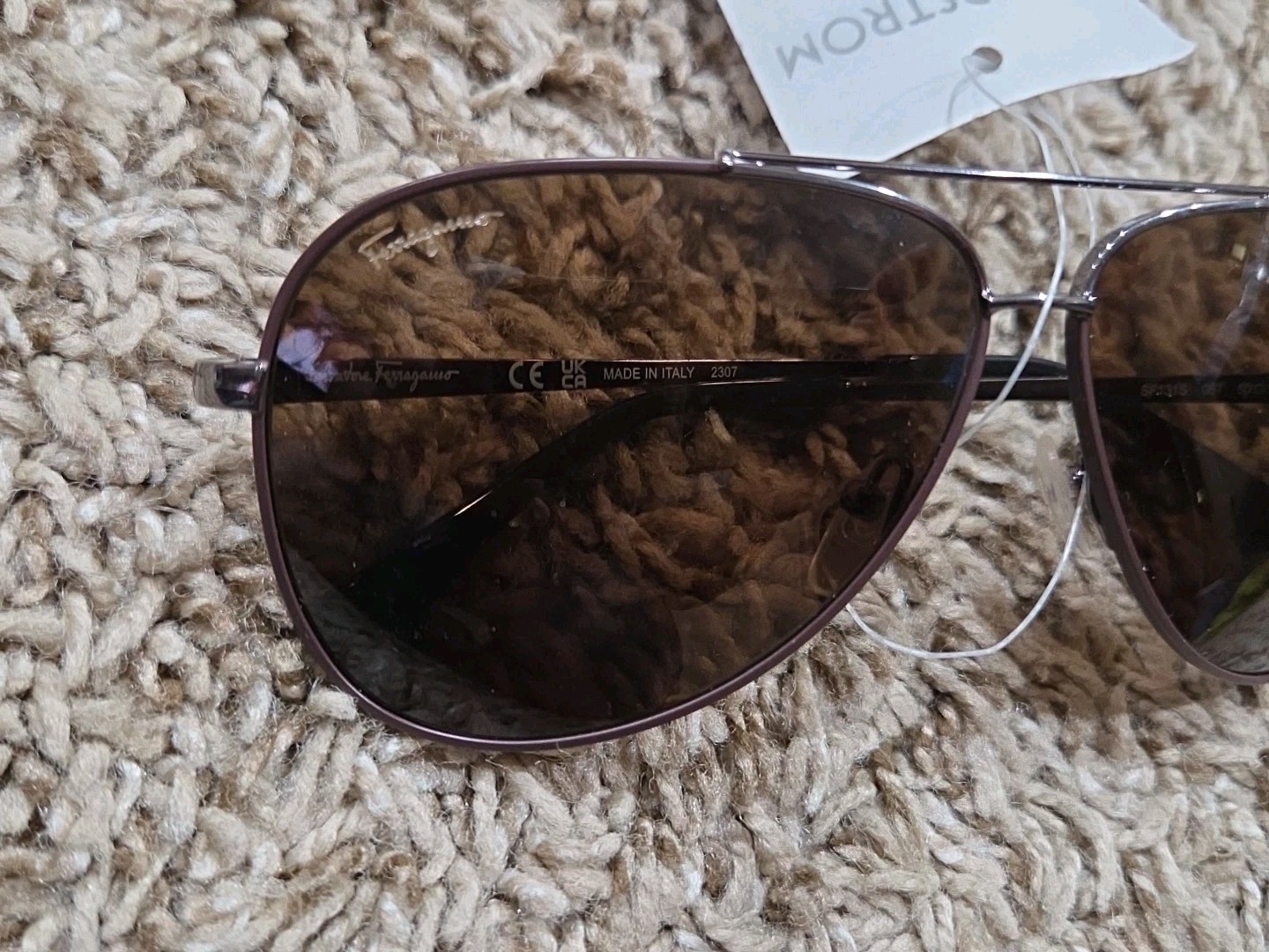 Salvatore Ferragamo Aviator Sunglasses SF131S 067 Gunmetal/Cocoa 60mm