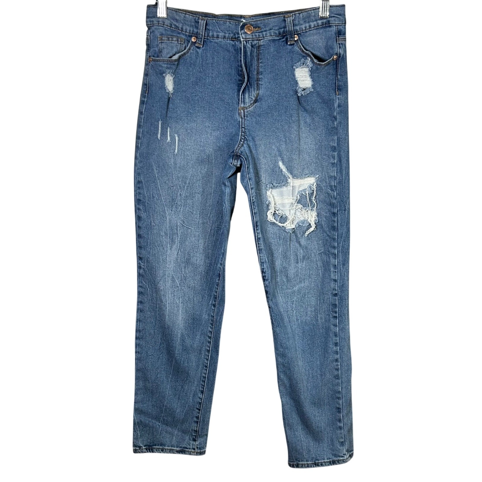 Jordache Kids Girls Girlfriend Jeans Blue Distressed Ripped Size 18