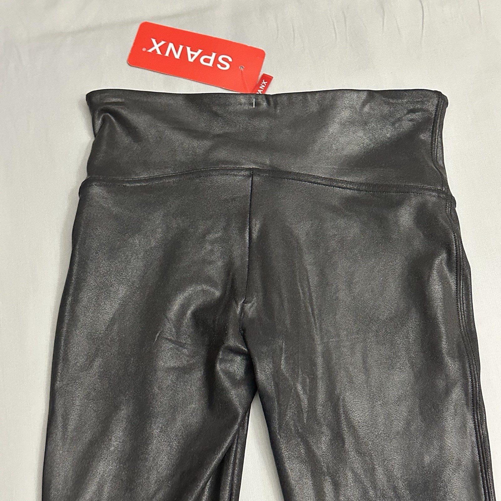 Spanx Faux Leather Legging Women Medium M Black Stretch Pull On Nylon Ladies New