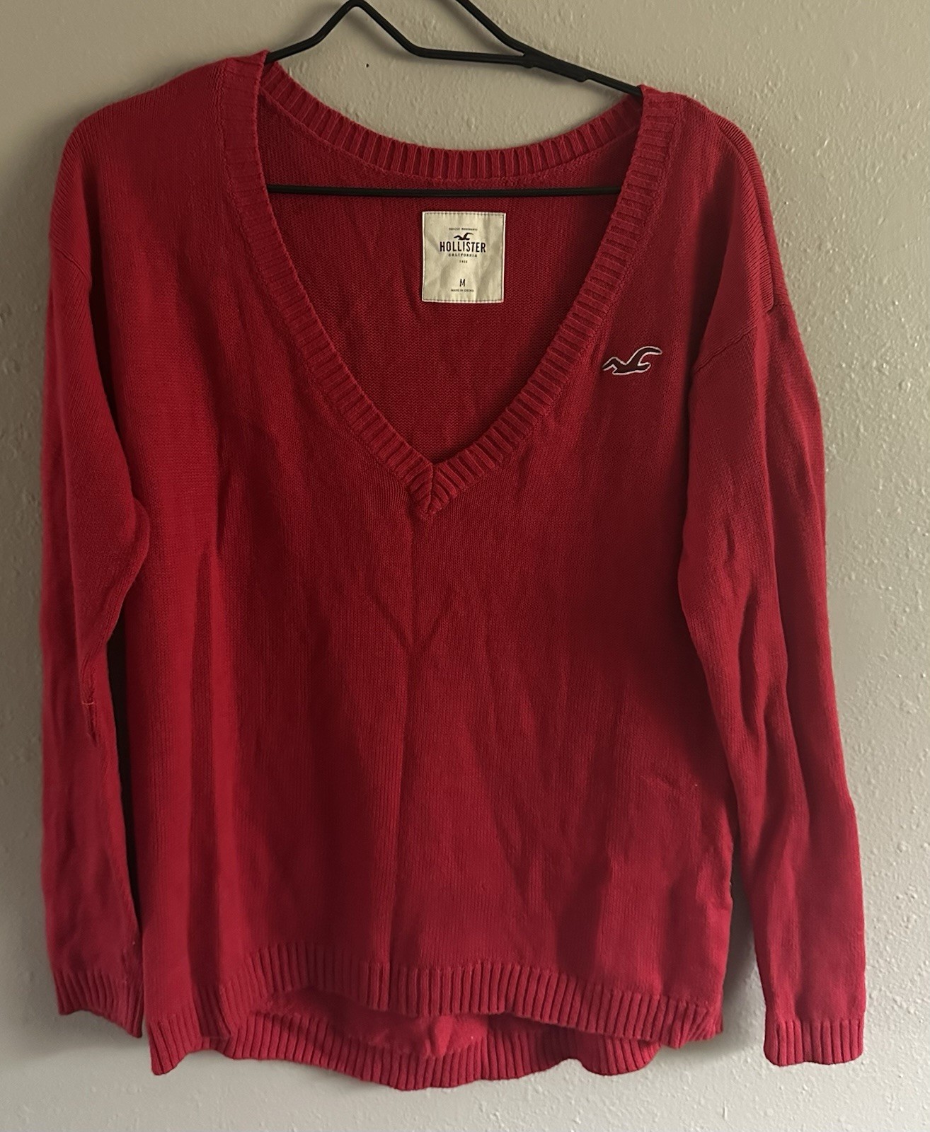 Y2K Hollister Sweater Women Medium Cable Knit V Neck