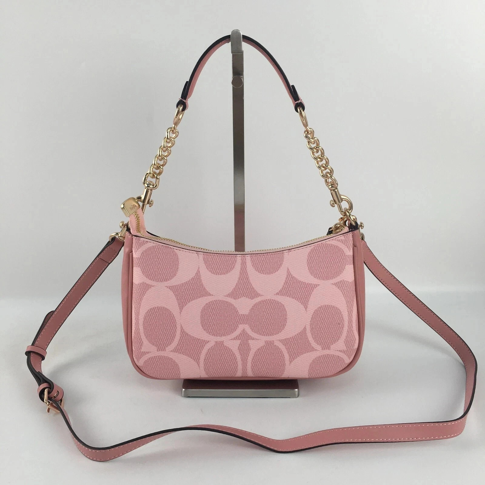 COACH Teri Shoulder Bag In signature canvas/Gold/Powder Pink New CAL51