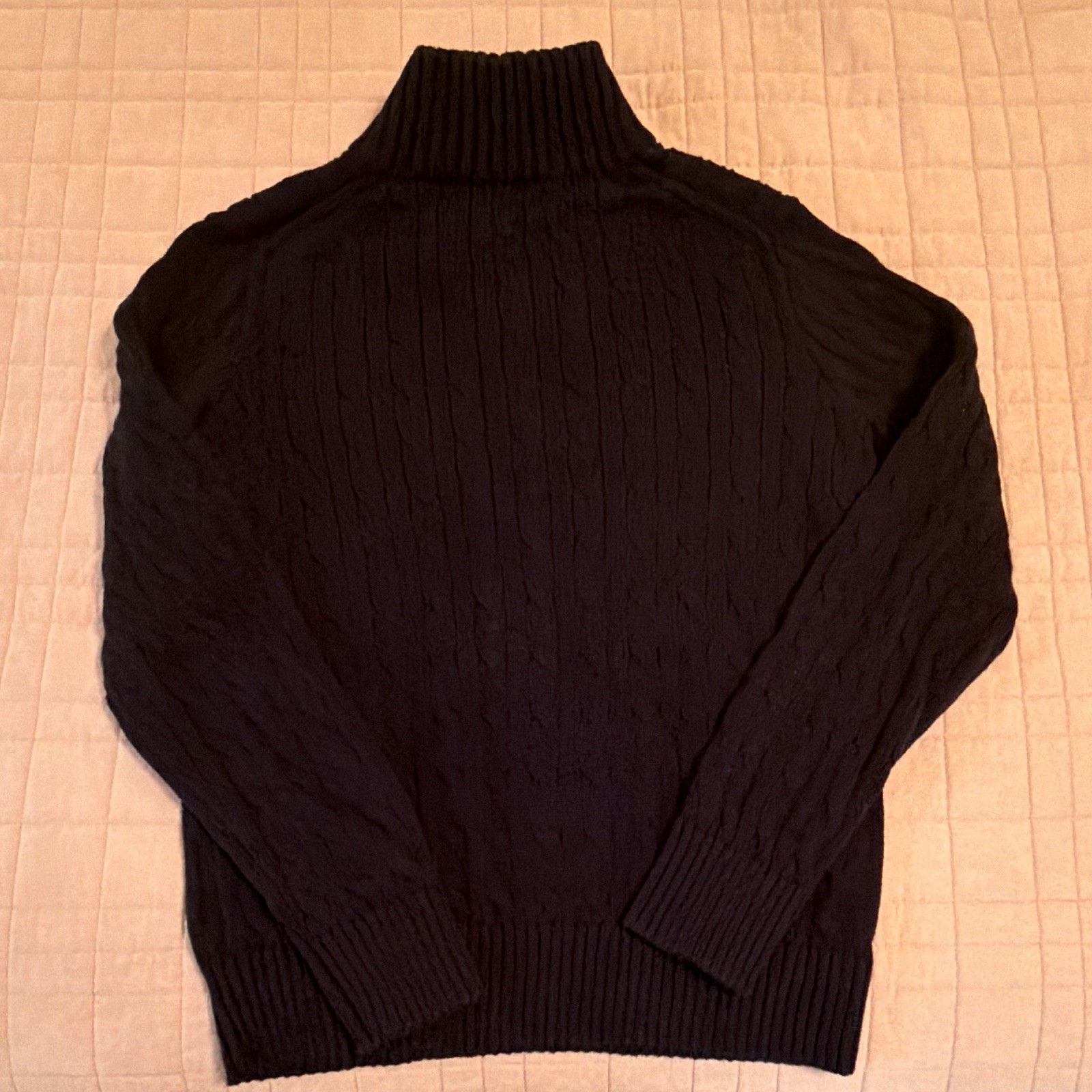 Polo Ralph Lauren Boys BLACK Cable-Knit 1/4 Zip Pullover Sweater L 14/16