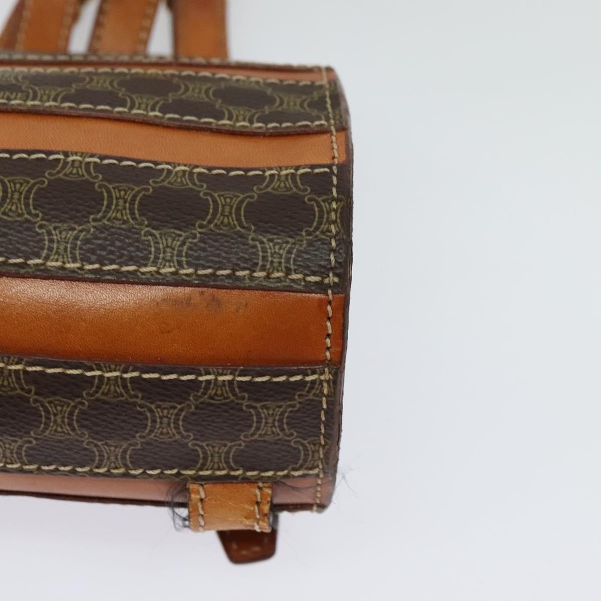 CELINE Macadam Canvas Backpack PVC Leather Brown Gold Auth 131672