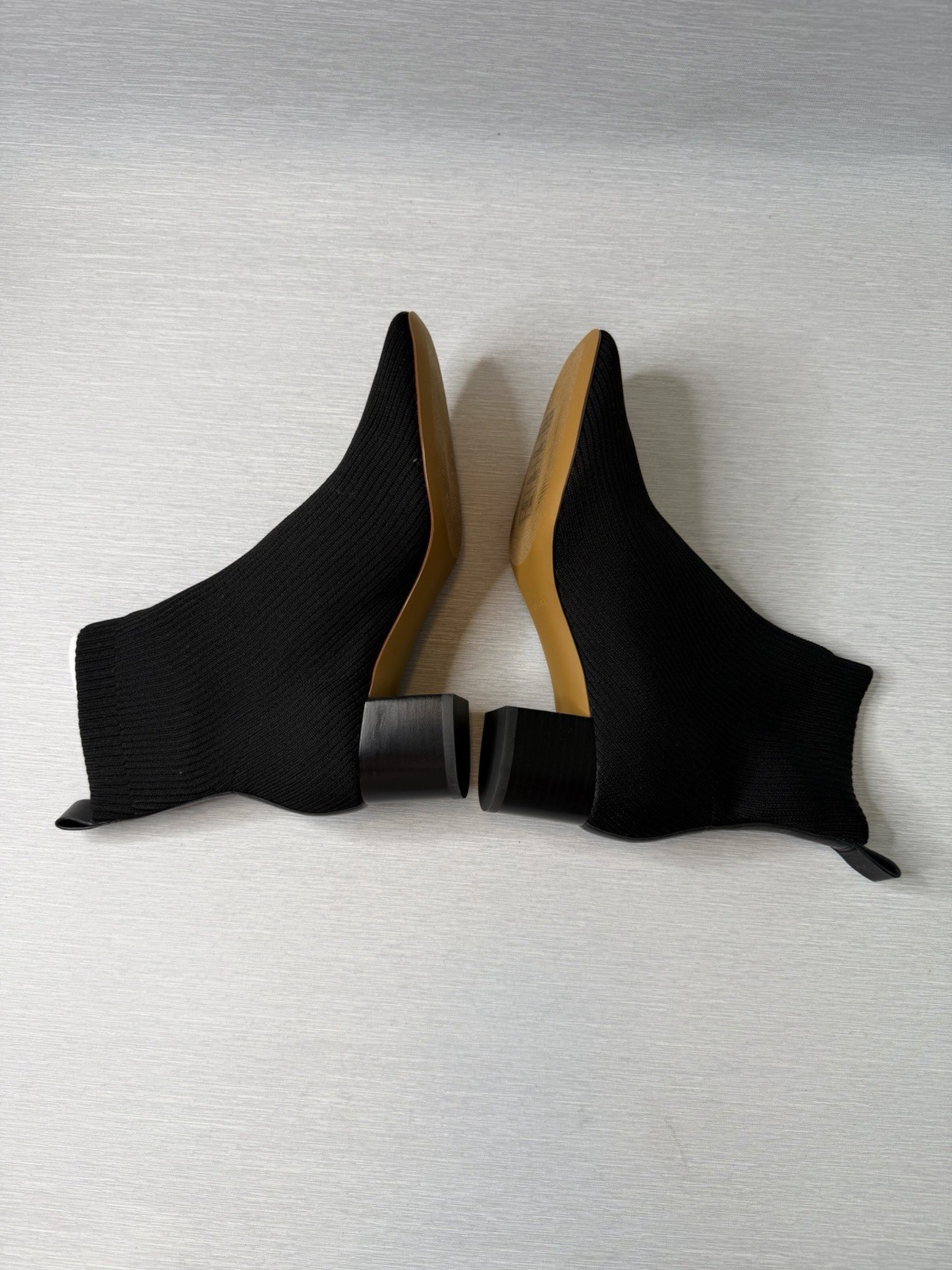 Everlane The Glove Boot Rib Knit Ankle Sock Boots Size 8 Black ReKnit Block Heel