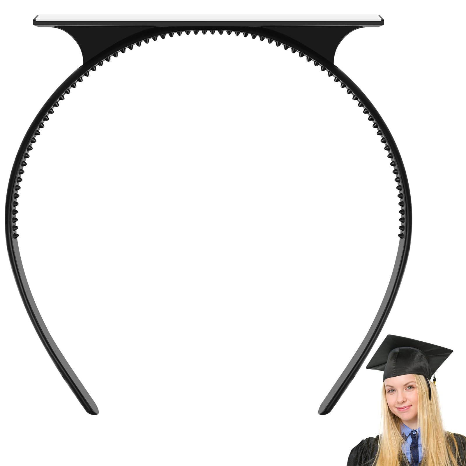 Phoncoo 1 Pack Graduation Cap Headband, 1 Count (Pack of 1), Black-1pcs