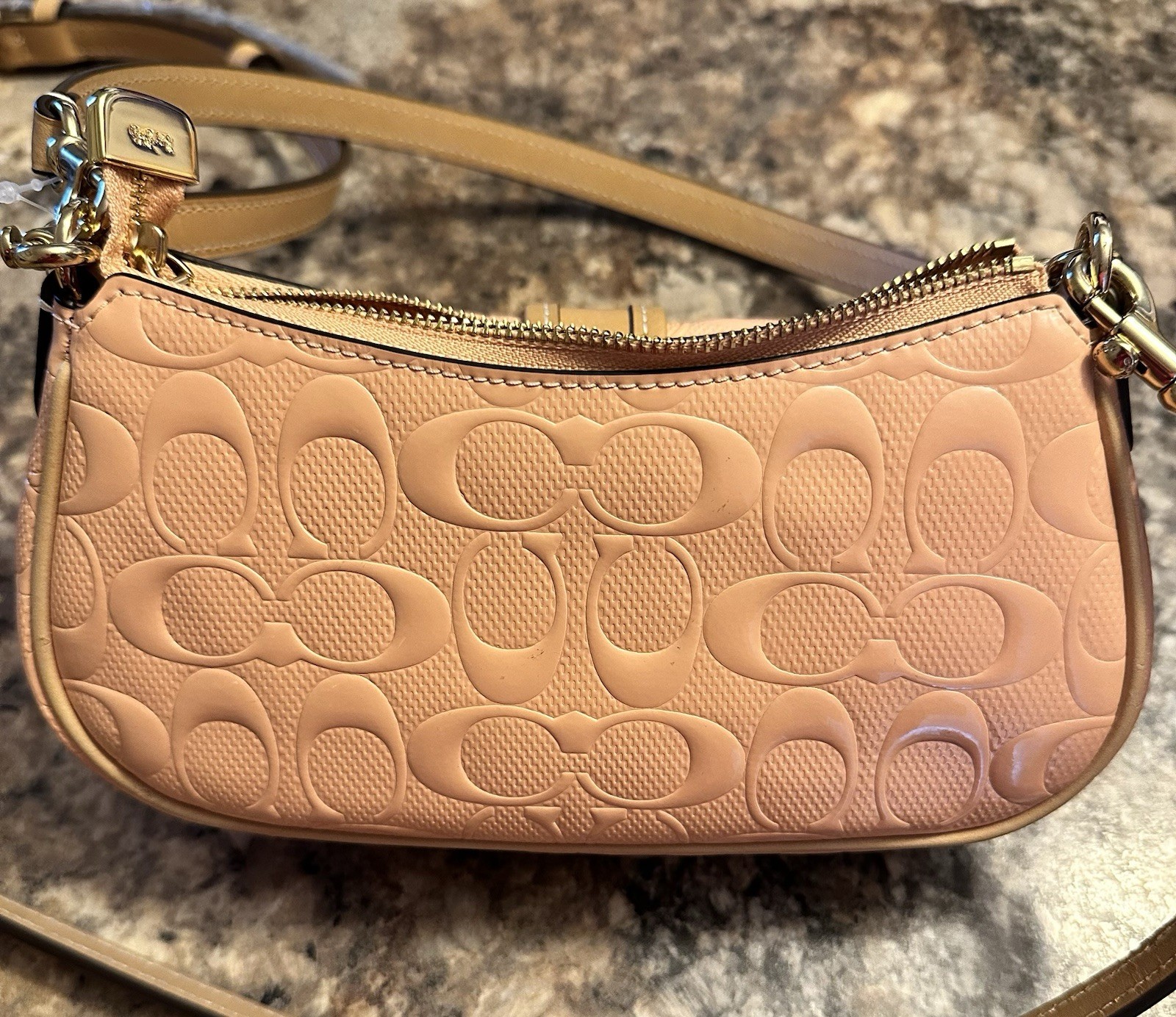 NWT Coach Ashton Mini Shoulder Bag In Signature Leather Faded Blush/Gold CEN11