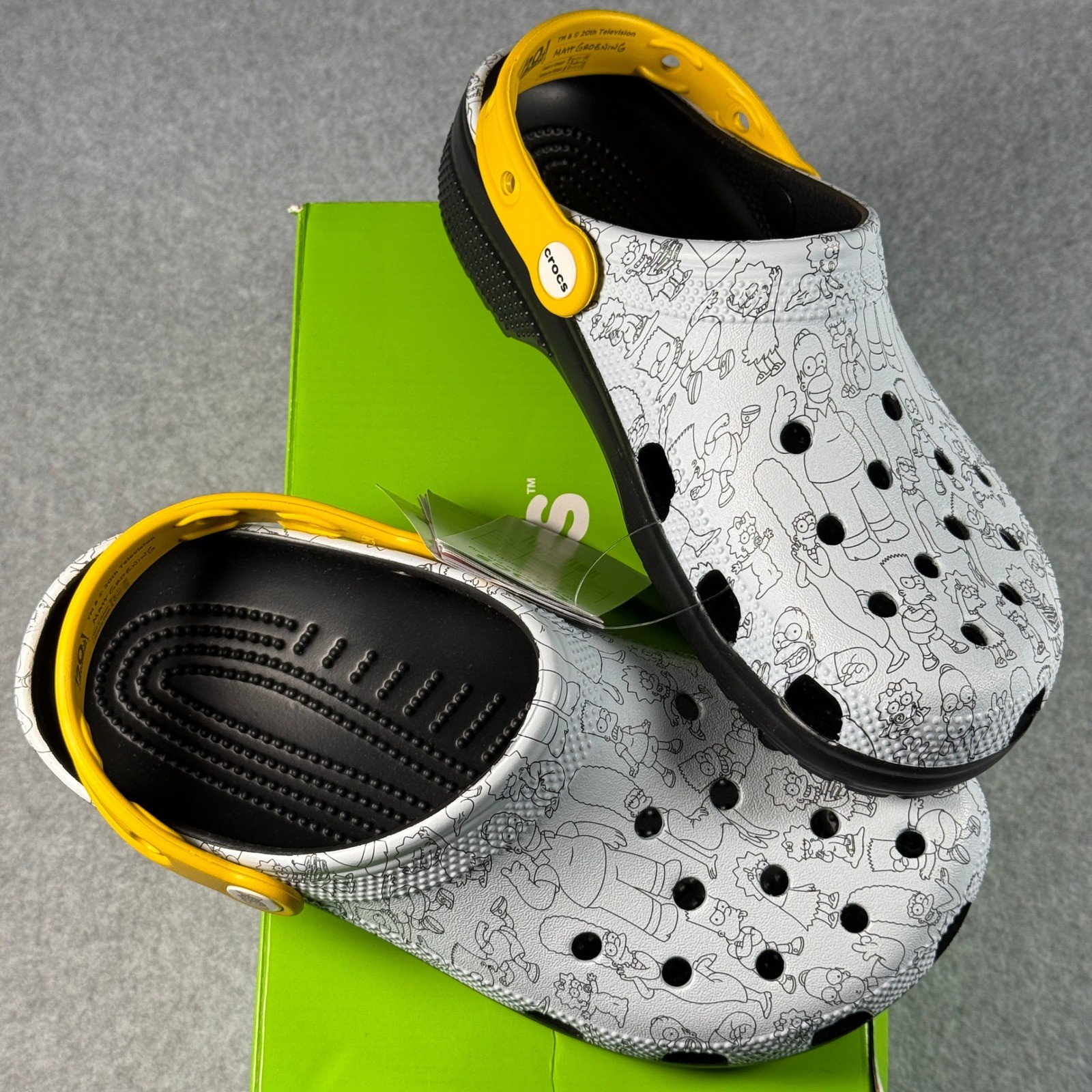 Simpsons x Crocs Classic Clog Sketch Print Yellow Strap Men’s 7 Women’s 9 NIB
