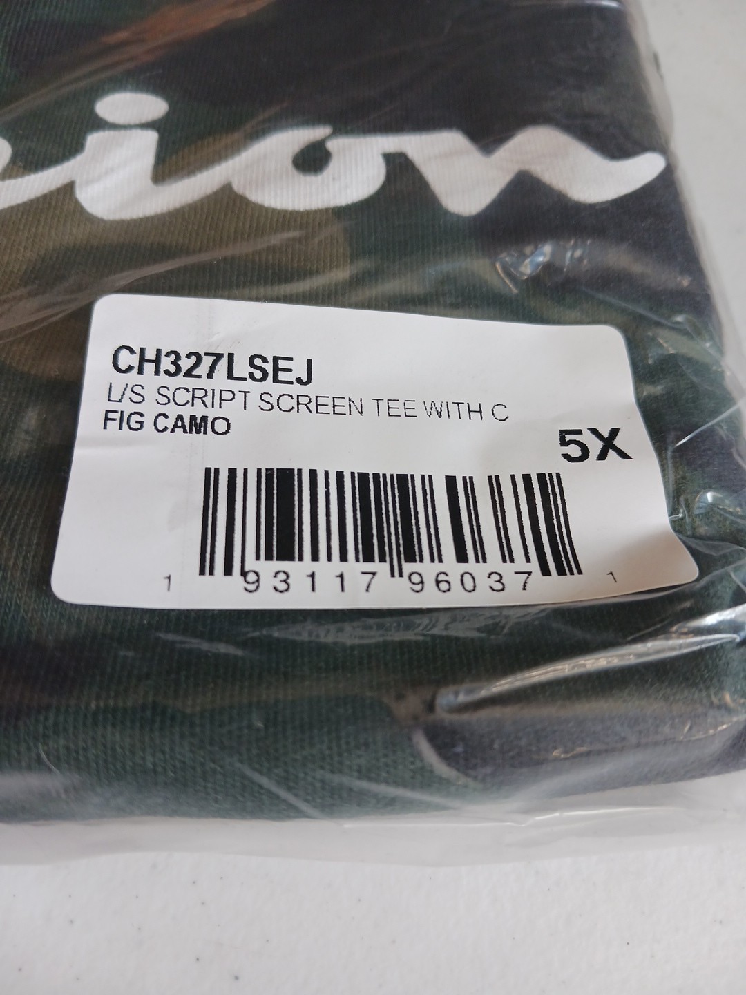 Champion Long Sleeve Camo T-Shirt Men’s 5XL Big & Tall Green Crew Neck Cotton
