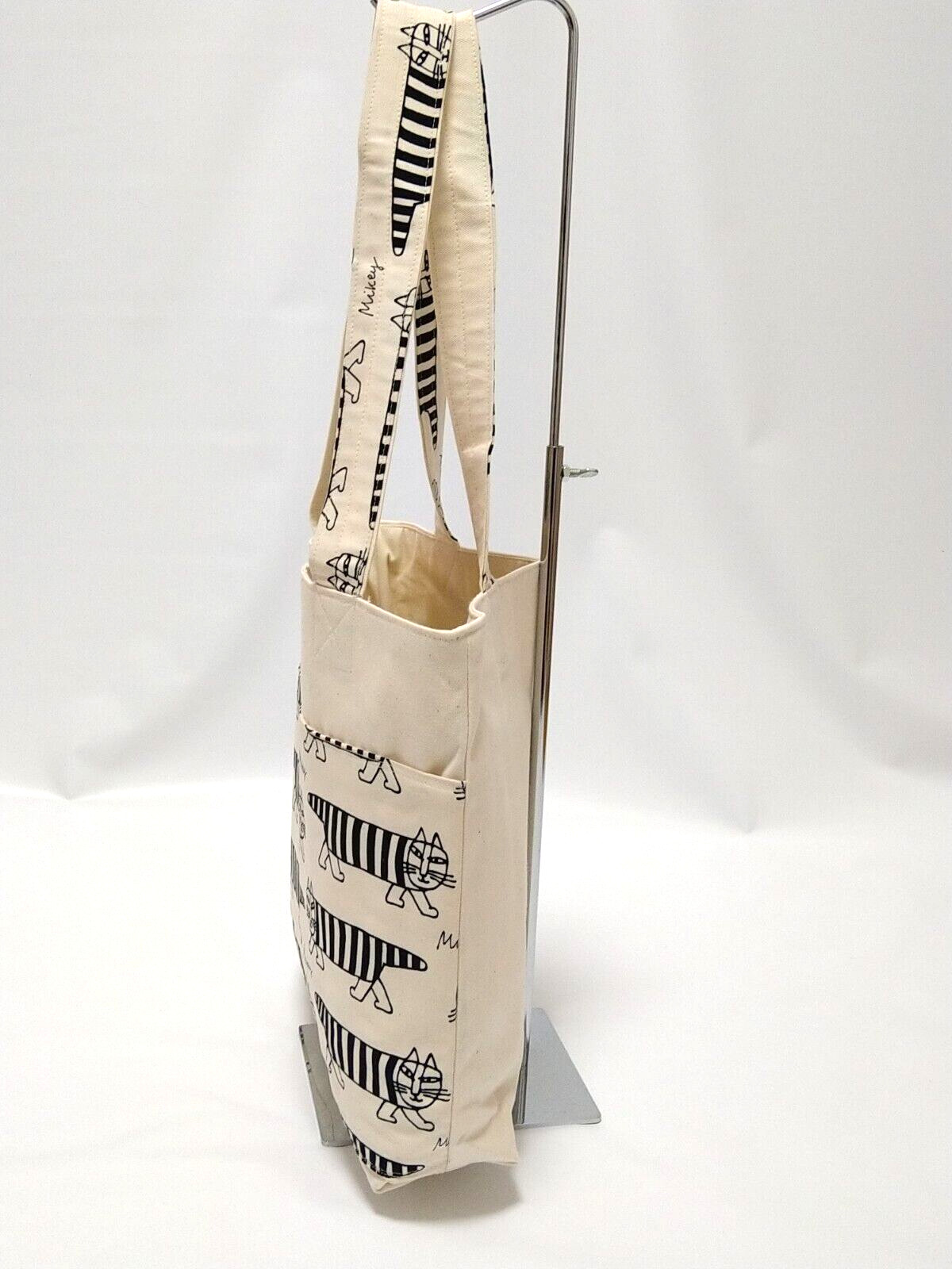 Tote Bag White Lisa Larson Mikey Pattern New 13.2×10.4×2.8in 1 inner pocket