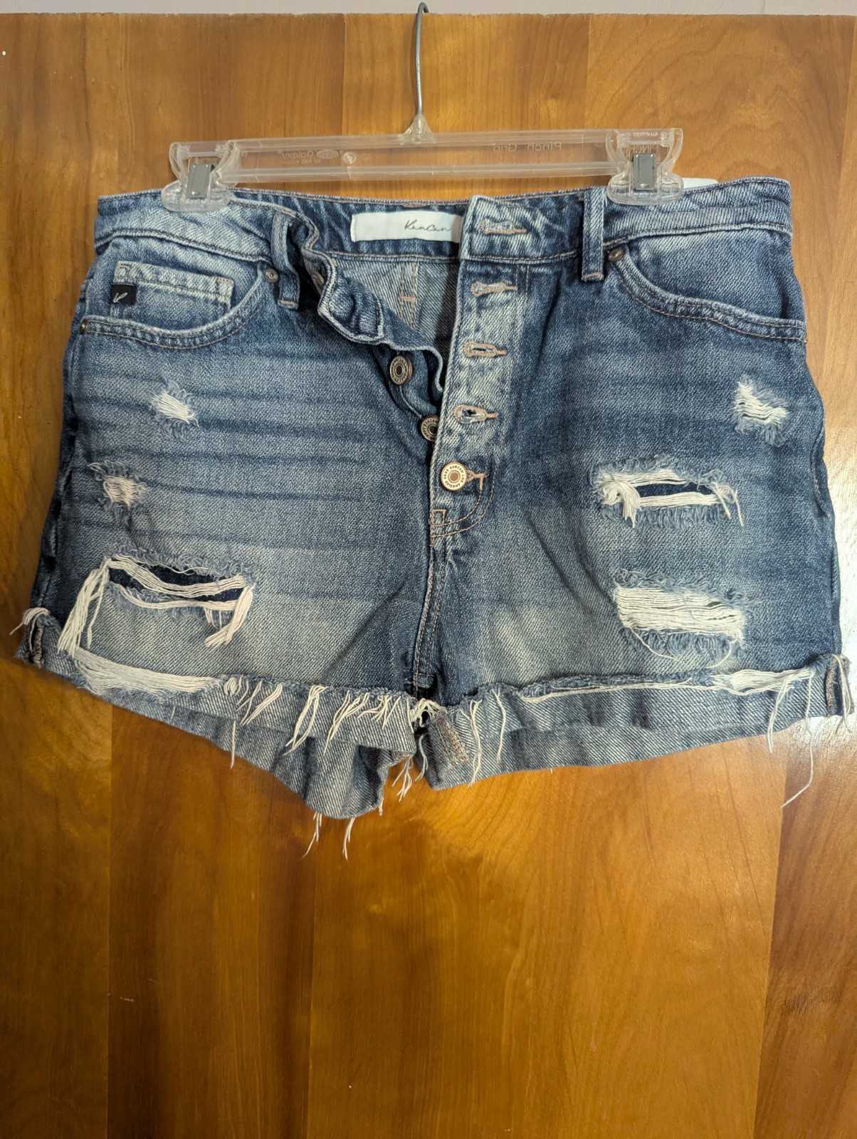 Kancan Jean Shorts, Large, Button Fly