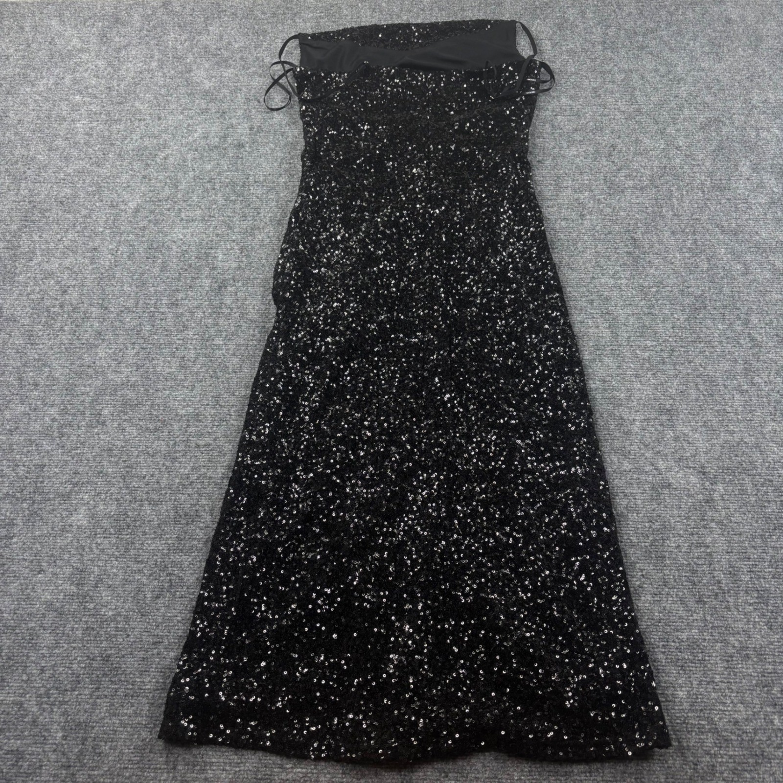 Forever 21 Midi Dress Small Black Sequin Spaghetti Strap Ruched NWT Women’s