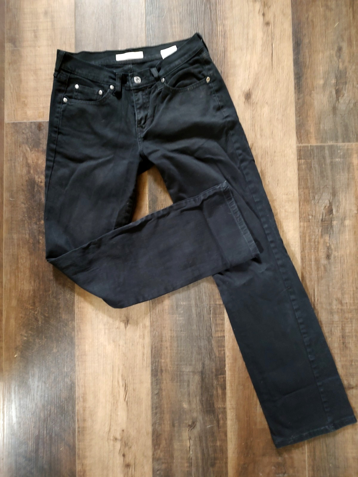 Levis 505 Straight Jeans Womens Sz 4M (29 x 30) Black Stretch Mid Rise