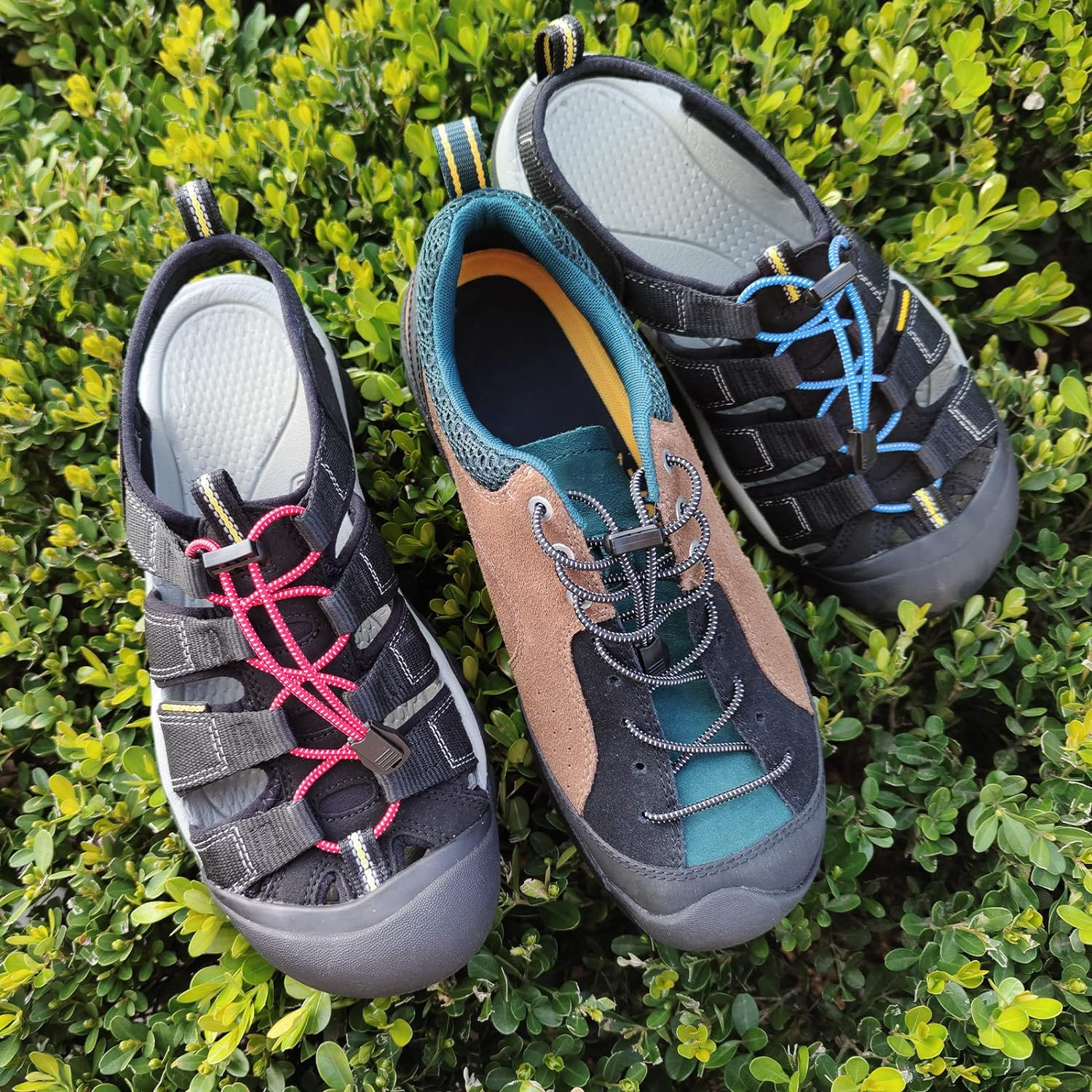 2 Pairs Elastic No Tie Shoe Laces Replacement Laces for Keen Sandal, round No Ti