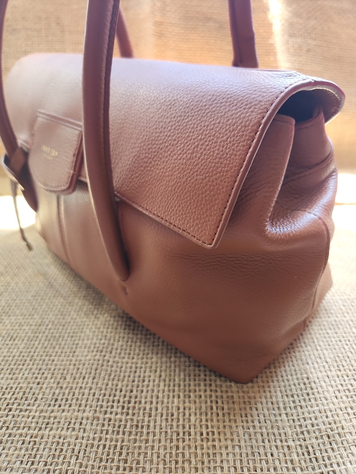 Radley London Brown Pebbled Leather Satchel Top Handle Bag