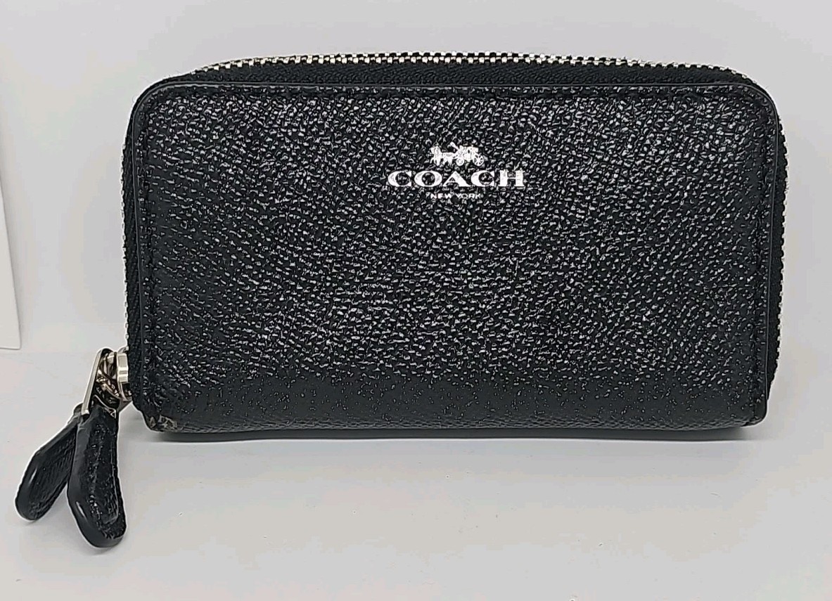 Coach Crossgrain Leather Shimmer | Small Double-Zip Coin Case | MINT