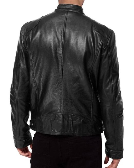 The Leather Factory Men’s SWORD Genuine Lambskin Leather Biker Jacket