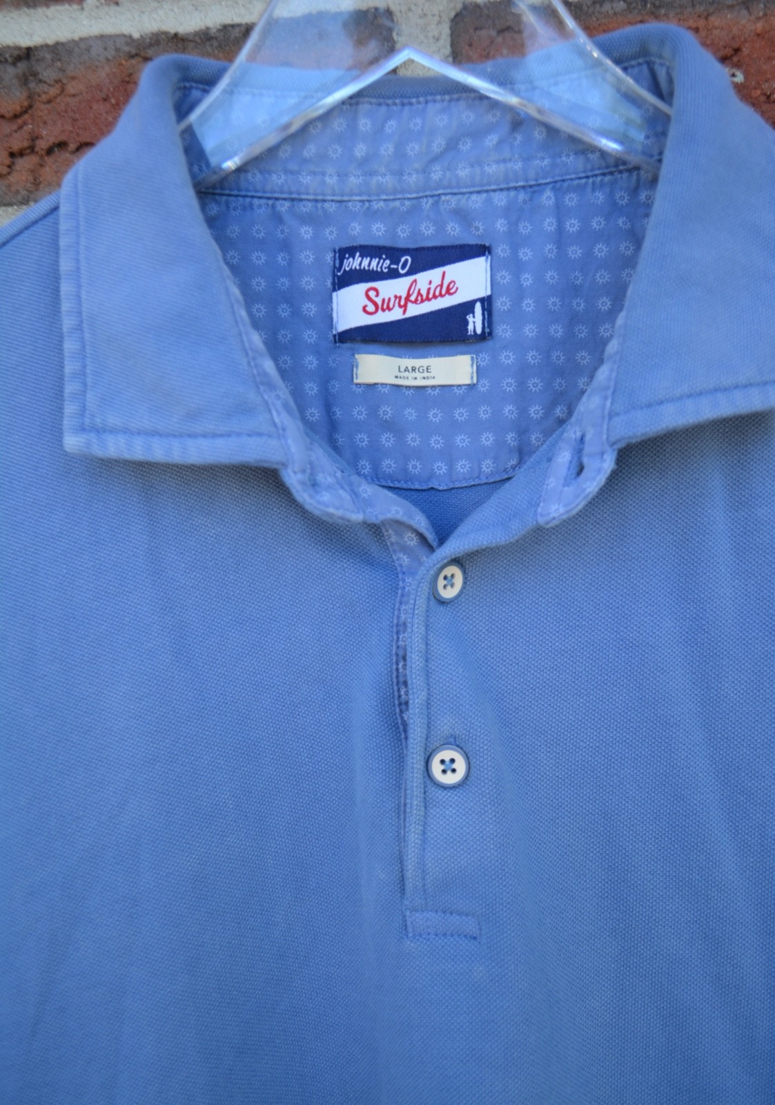 Johnnie-O Men’s Large Surfside Dyed Pique Polo Shirt Cotton Blend Laguna Blue