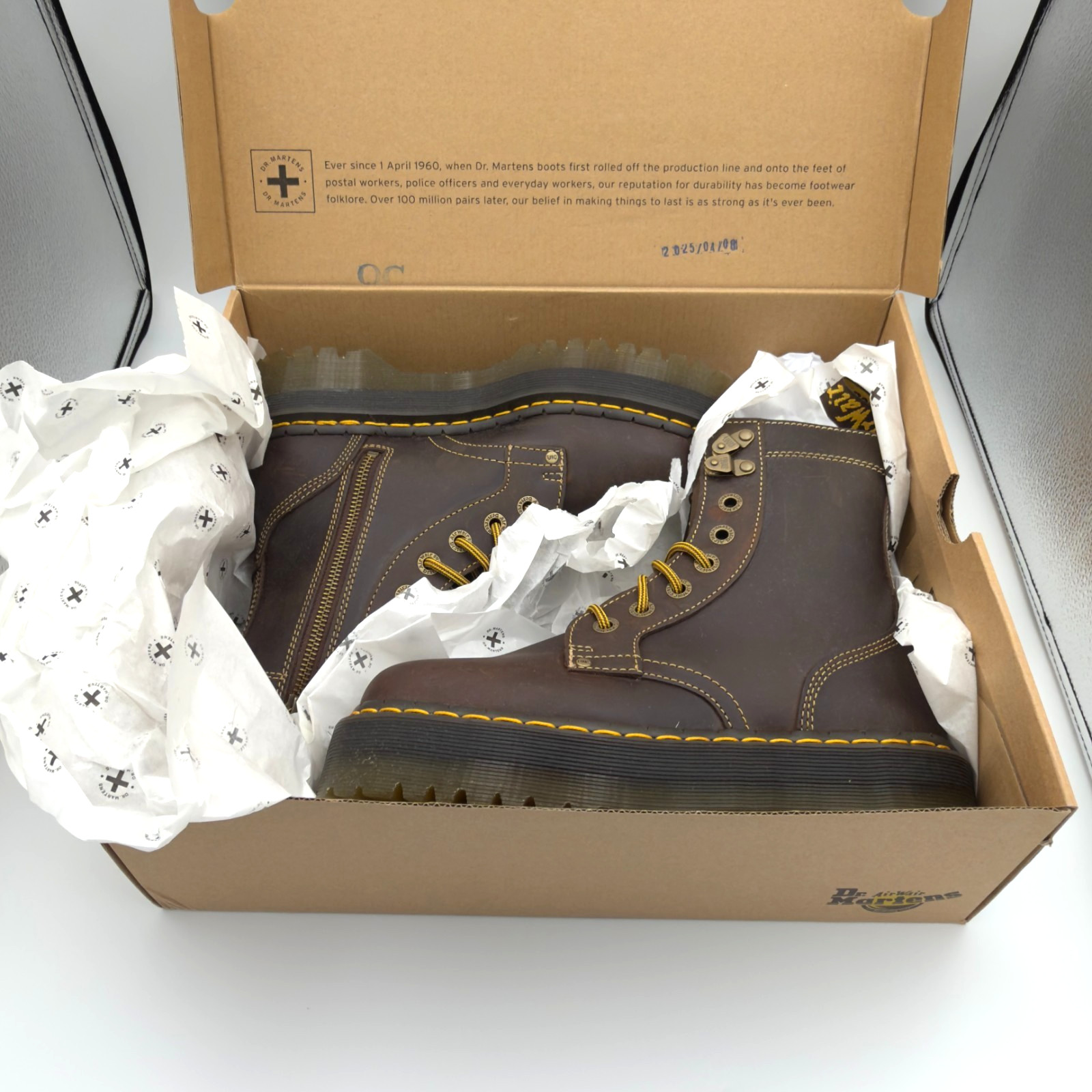 Dr Martens Jadon Arc Crazy Horse Platform Boots Brown M8 W9 31125201 New