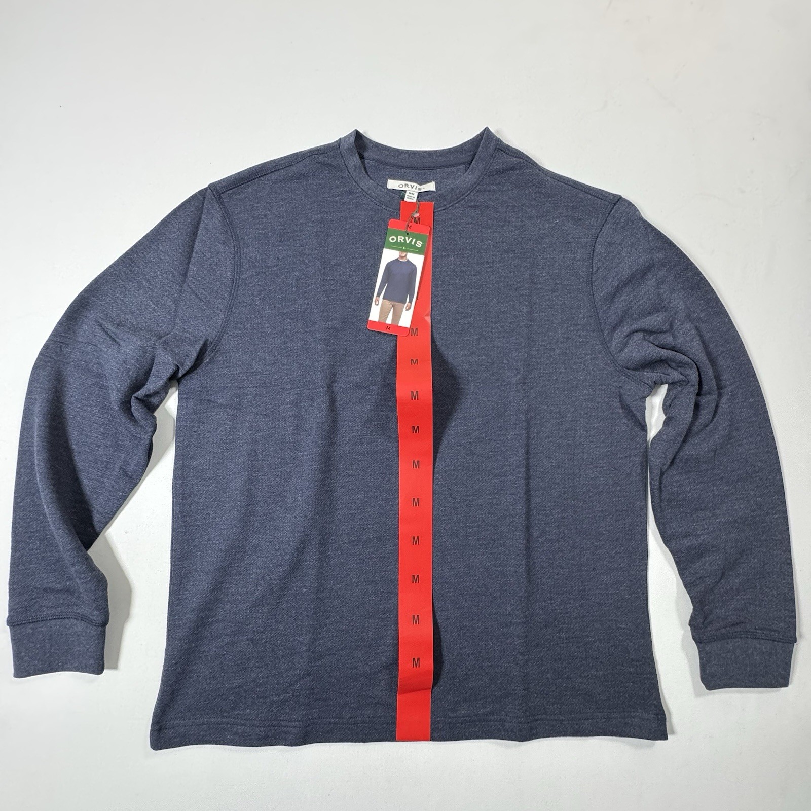 Orvis Mens Medium Blue Crewneck Sweatshirt Cotton Blend Casual Pullover Soft NWT
