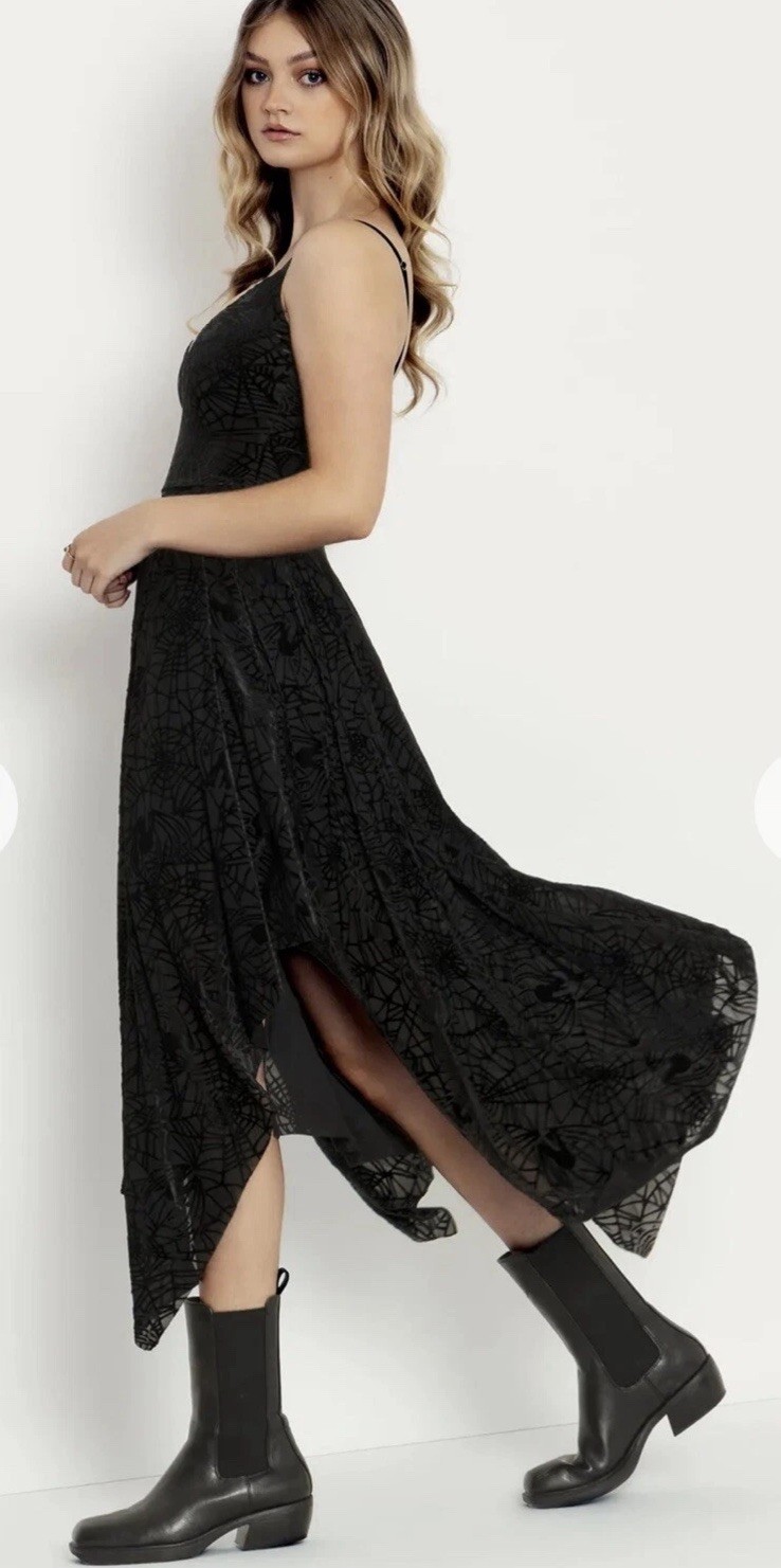 Black Milk Corpse Bride BURNED VELVET SPIDER THREADS HANDKERCHIEF DRESS Sz S