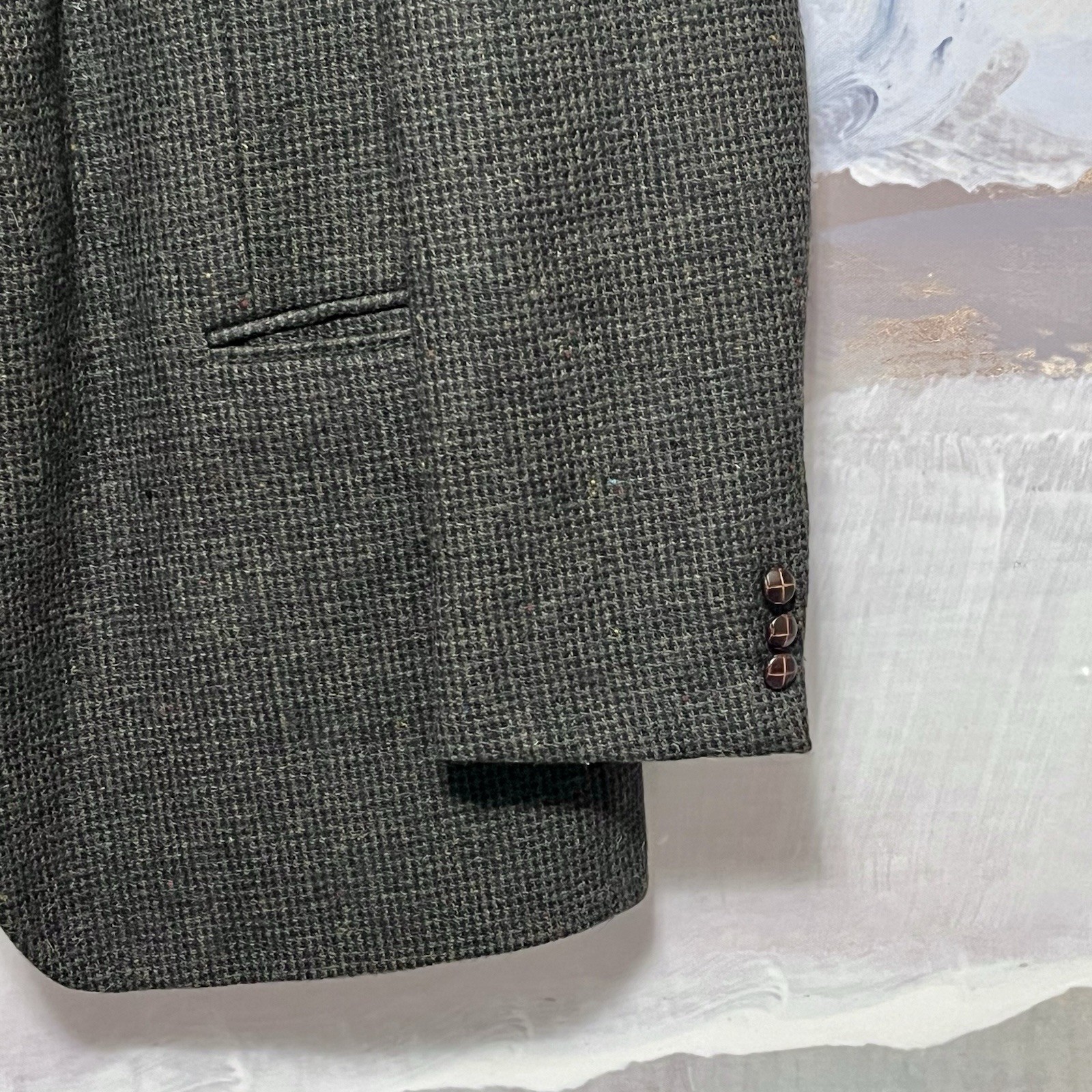 Vtg BOSTON TRADERS Men 44R Tweed Sportcoat Wool Blazer Birdseye Fleck Multicolor