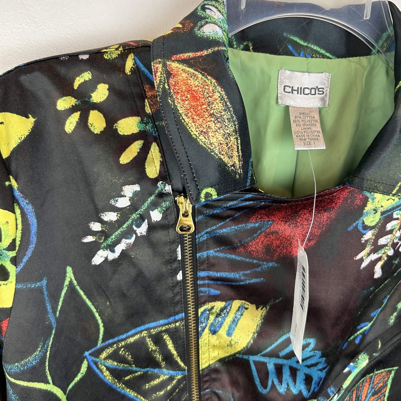 Statement Blazer Womens Medium Jacket 1 Art to Wear Moto Zip Artsy Colorful New