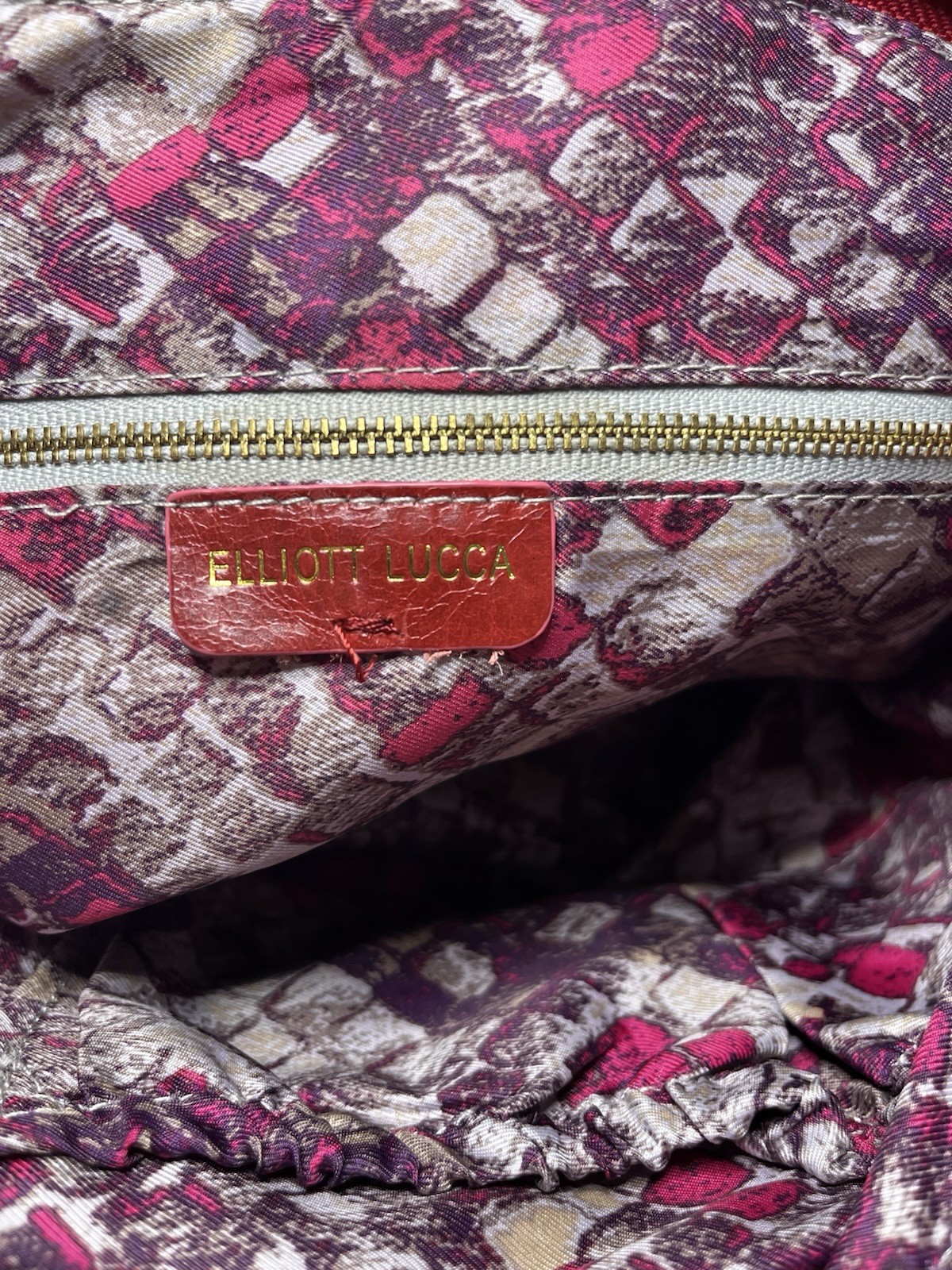 Elliott Lucca Red Large Satchel Gold Hardware Turn Lock Detachable Strap