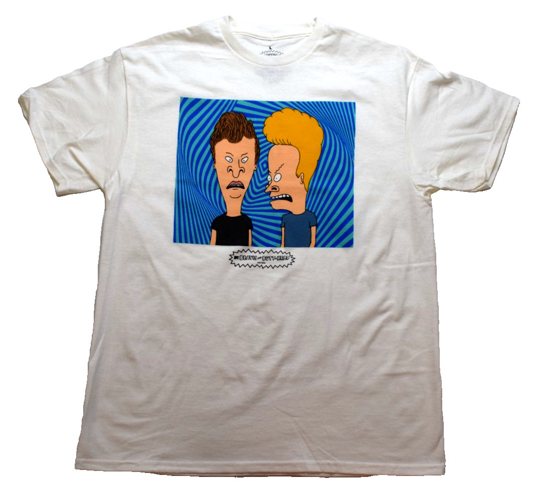 Beavis & Butt-Head Classic MTV Funny Cartoon Graphic Mens White Shirt New S-2XL