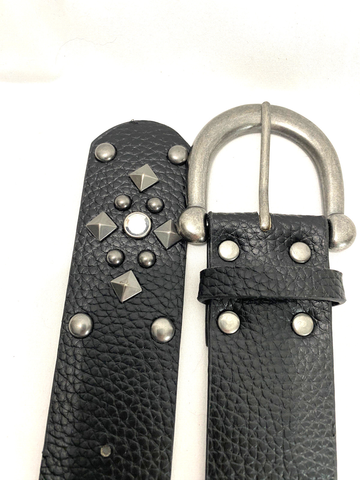 Kohls Womens Belt Black Man Made Materials With Rivets 1.75″ Wide