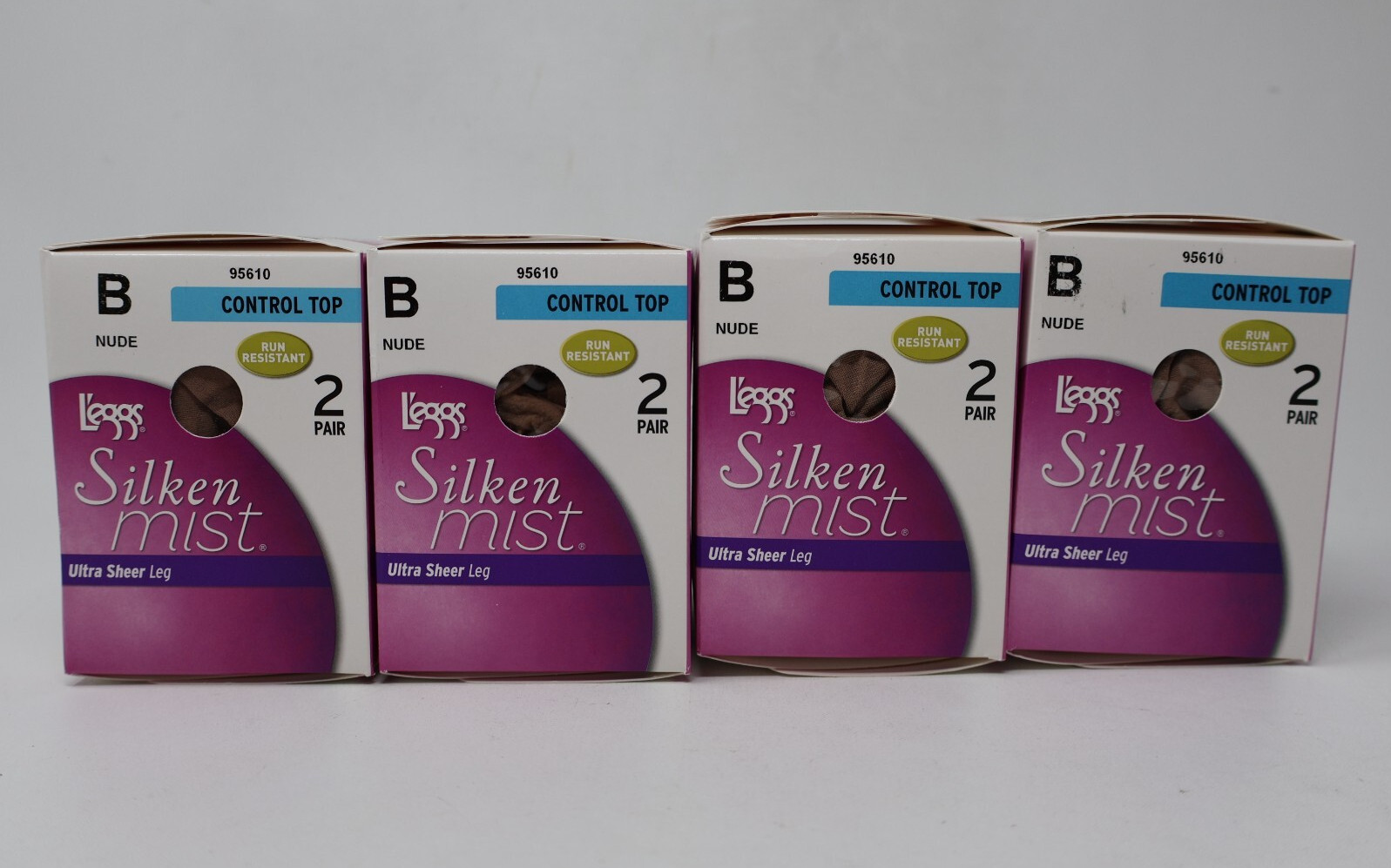 8 L’eggs Silken Mist Control Top Ultra Sheer Run Resistant Pantyhose NUDE Size B